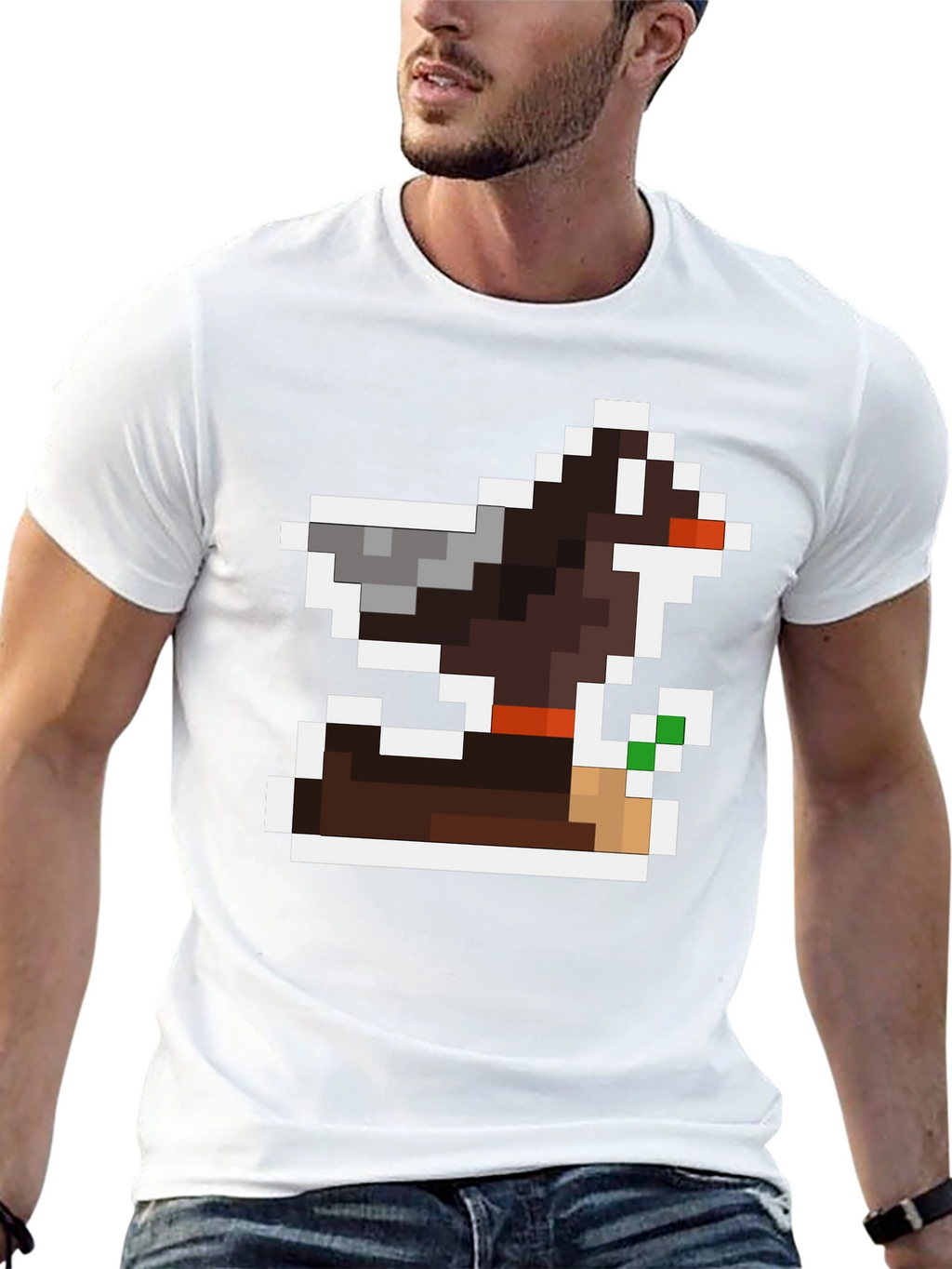 Pixel Art Dog Black T-Shirt