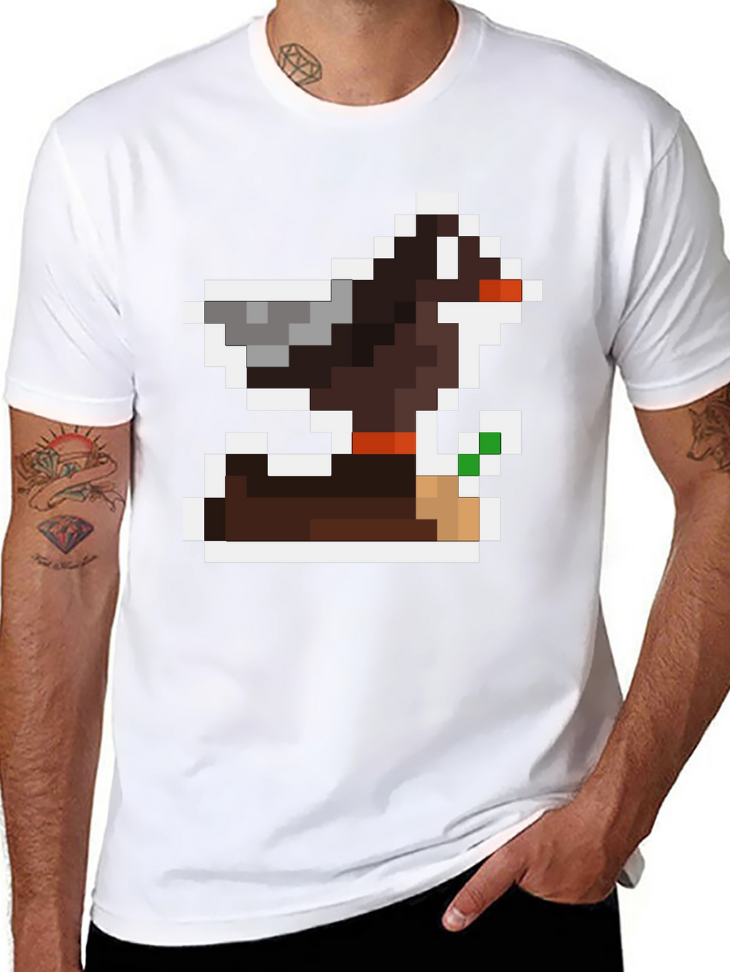 Pixel Art Dog Black T-Shirt