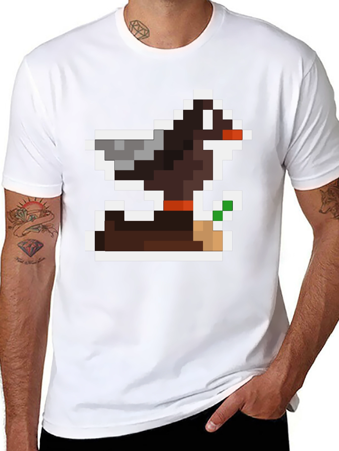 Pixel Art Dog Black T-Shirt