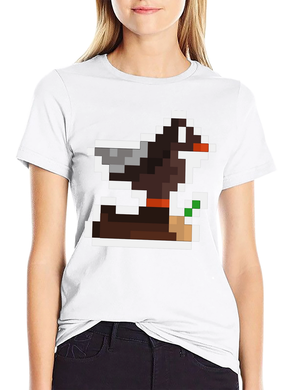 Pixel Art Dog Black T-Shirt