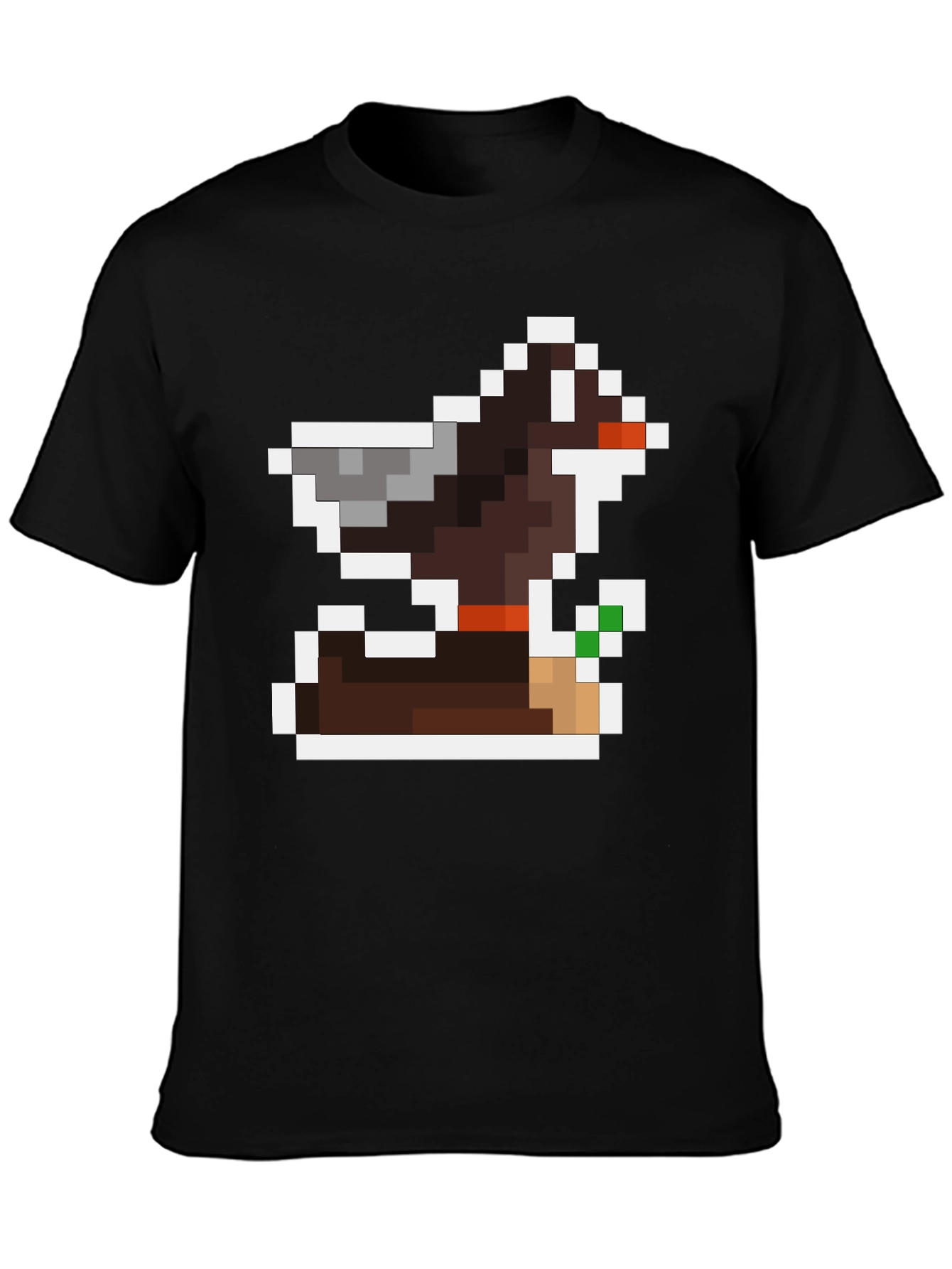 Pixel Art Dog Black T-Shirt