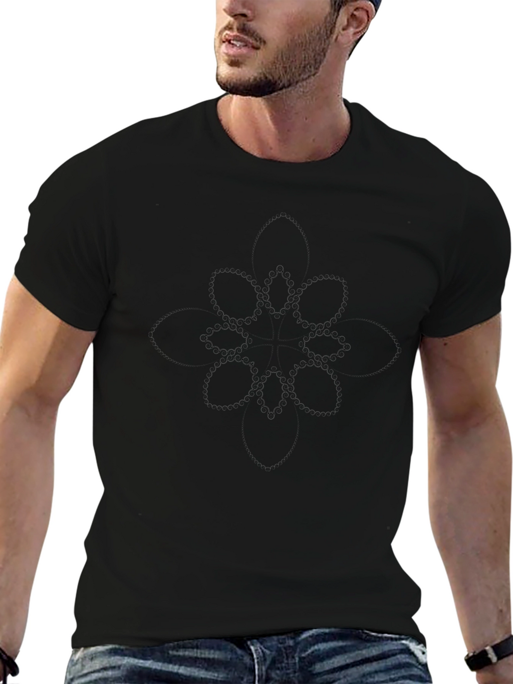 Black Floral Graphic Crew Neck T-Shirt