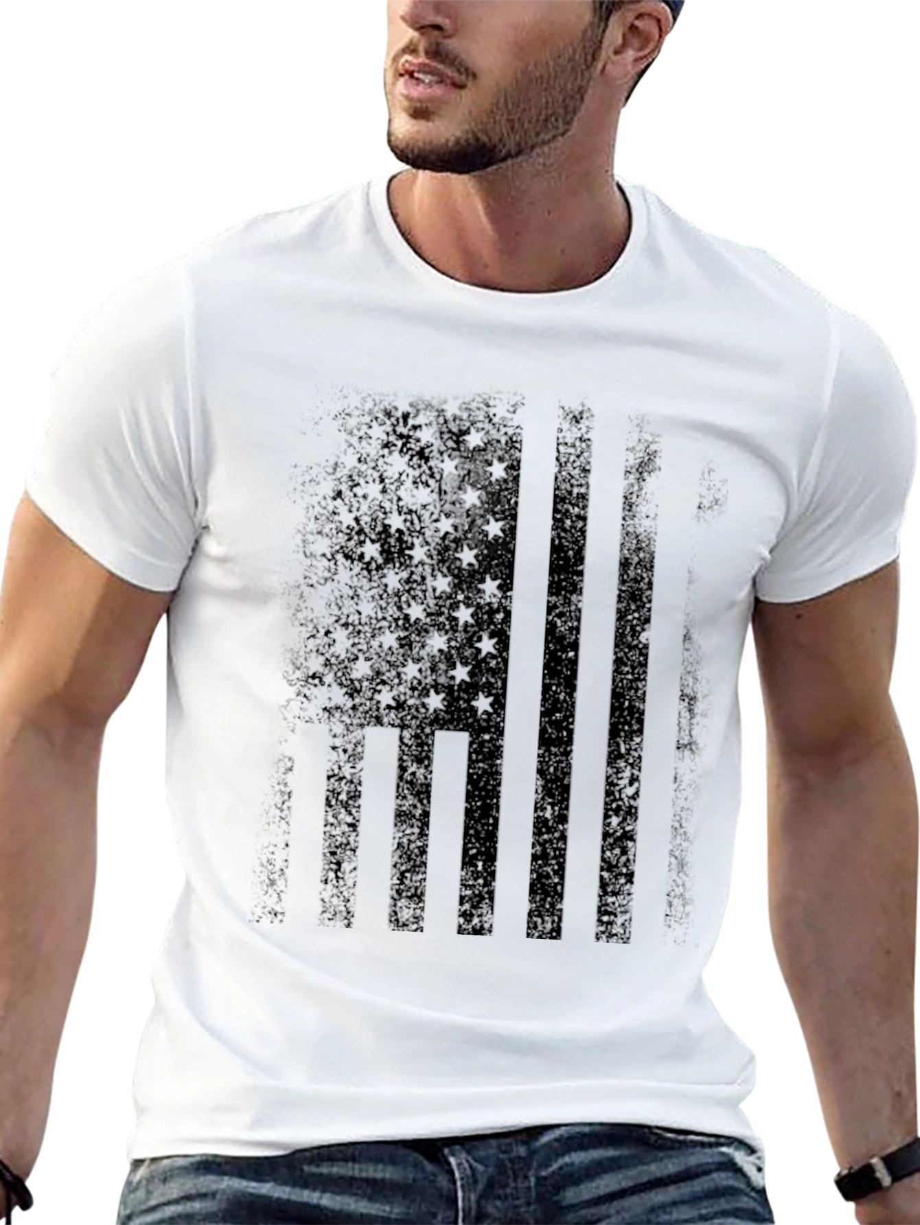 Distressed American Flag Graphic T-Shirt