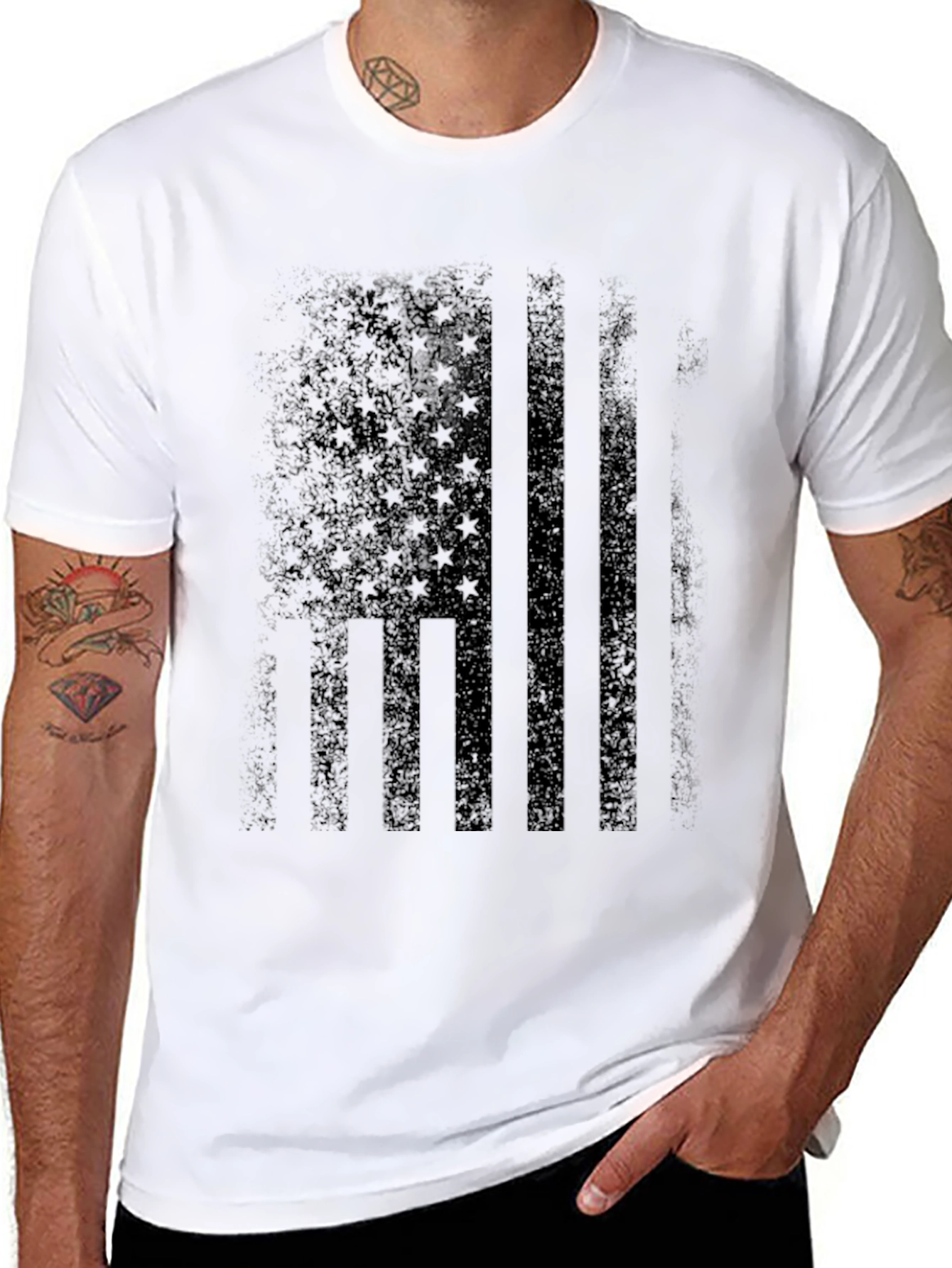 Distressed American Flag Graphic T-Shirt