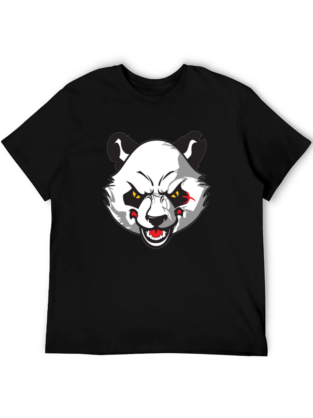 Mens Black T-Shirt with Angry Panda Graphic