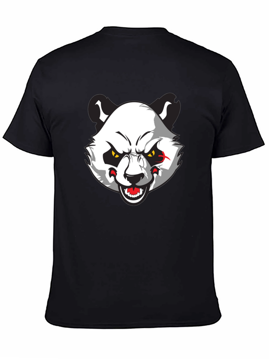 Mens Black T-Shirt with Angry Panda Graphic