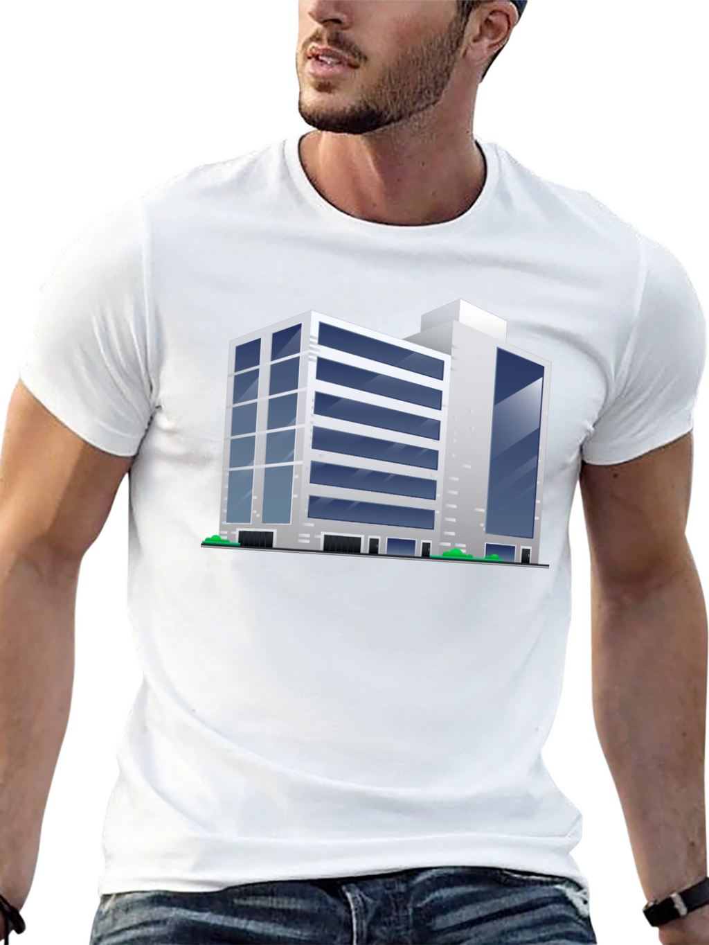 Modern Building Graphic Tee - Black T-Shirt