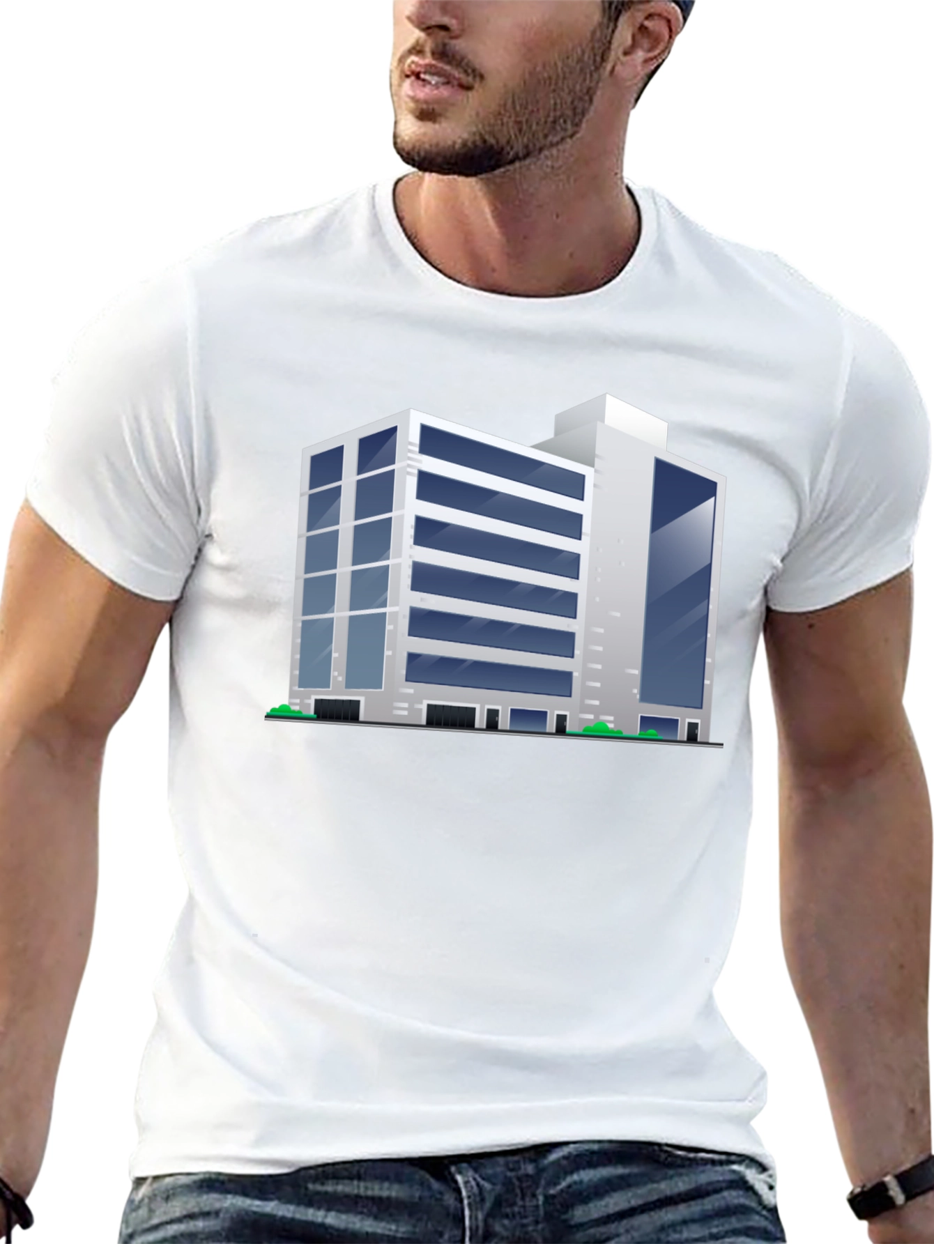 Modern Building Graphic Tee - Black T-Shirt