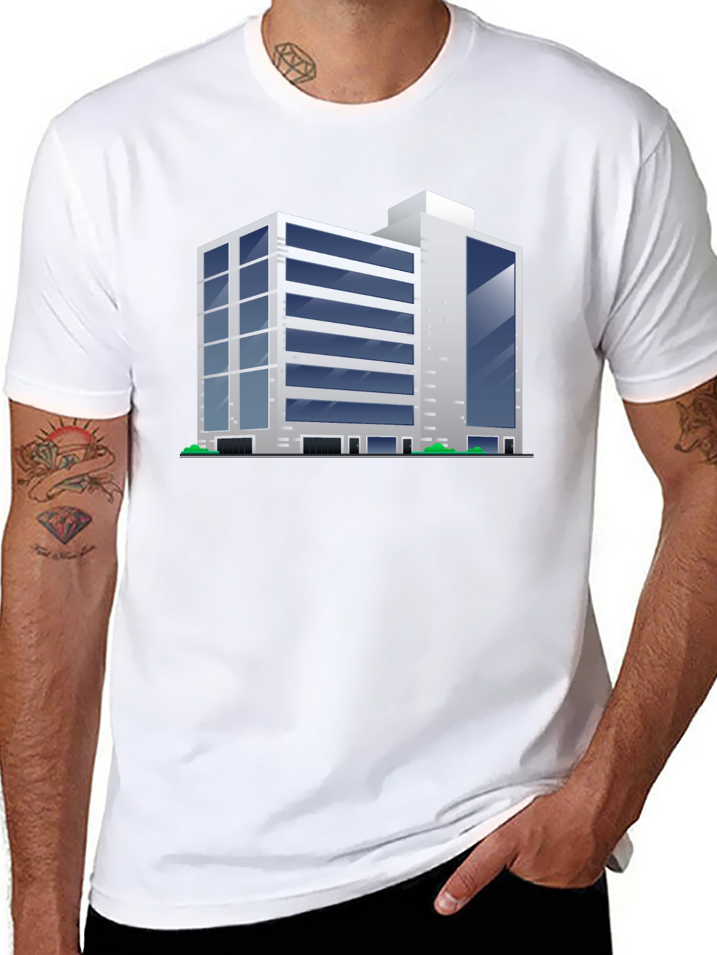 Modern Building Graphic Tee - Black T-Shirt