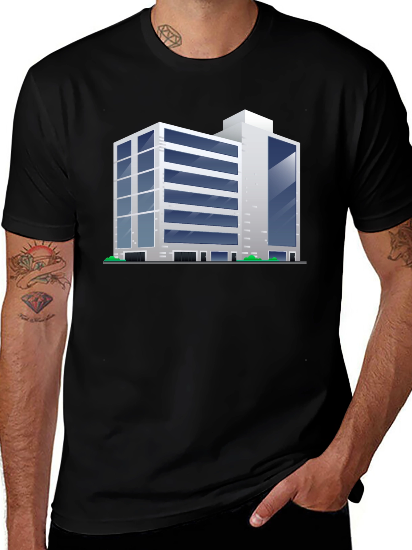 Modern Building Graphic Tee - Black T-Shirt