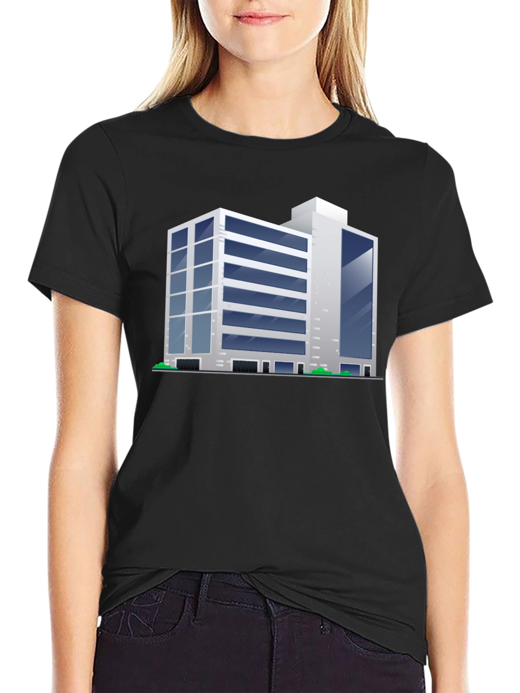 Modern Building Graphic Tee - Black T-Shirt