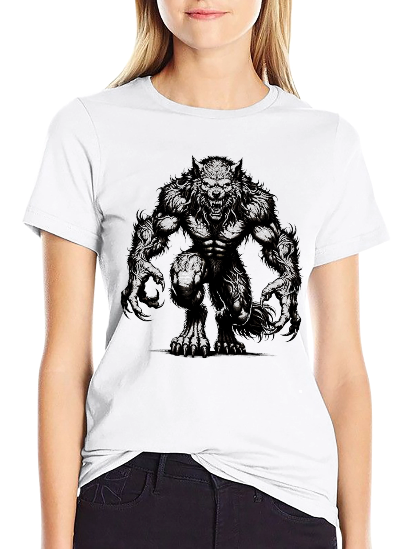 Werewolf Graphic Tee - Black Cotton T-Shirt