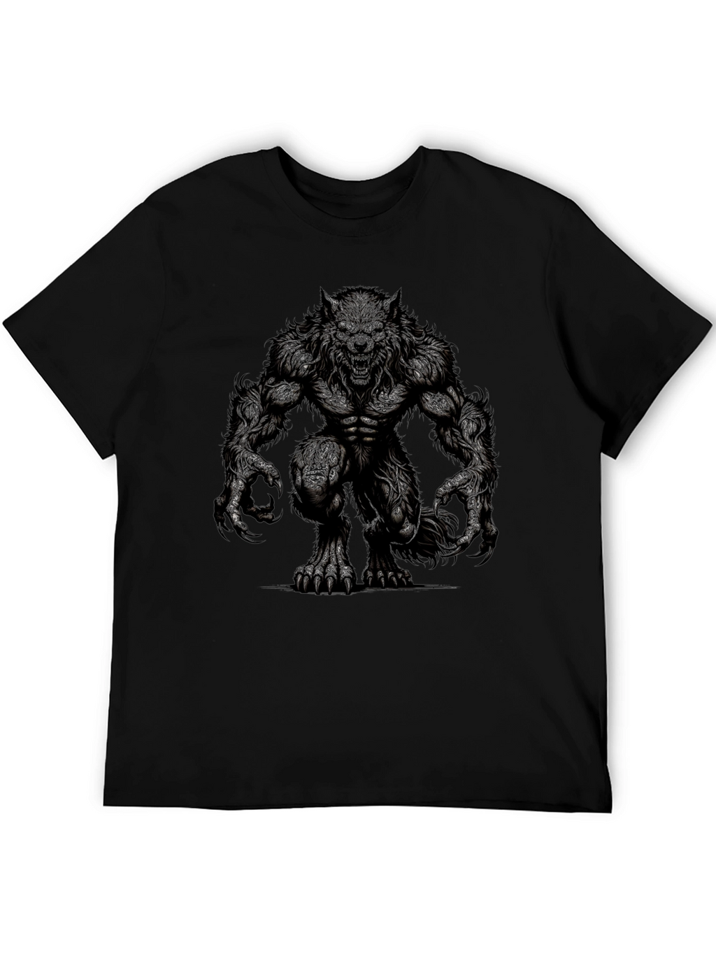 Werewolf Graphic Tee - Black Cotton T-Shirt