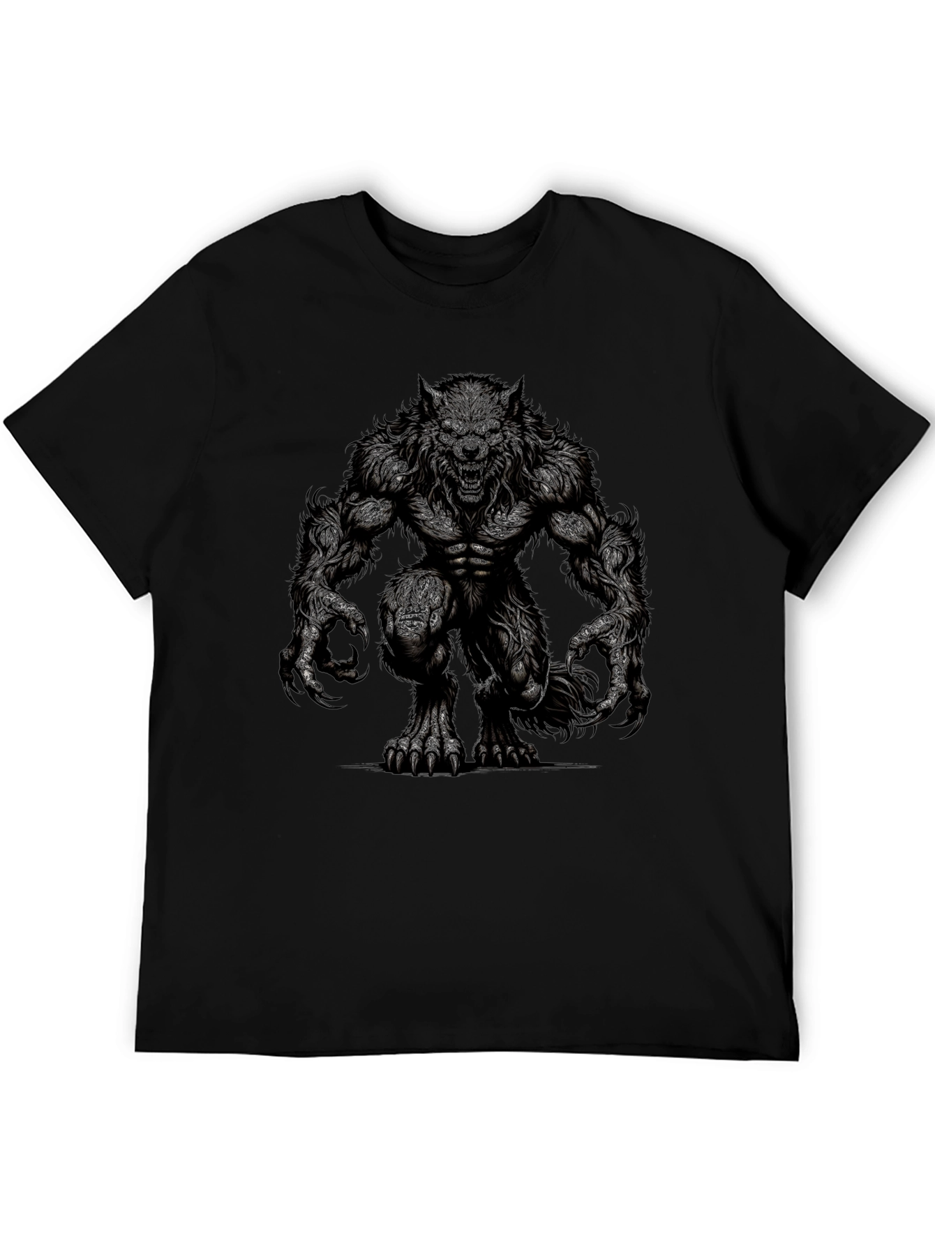 Werewolf Graphic Tee - Black Cotton T-Shirt