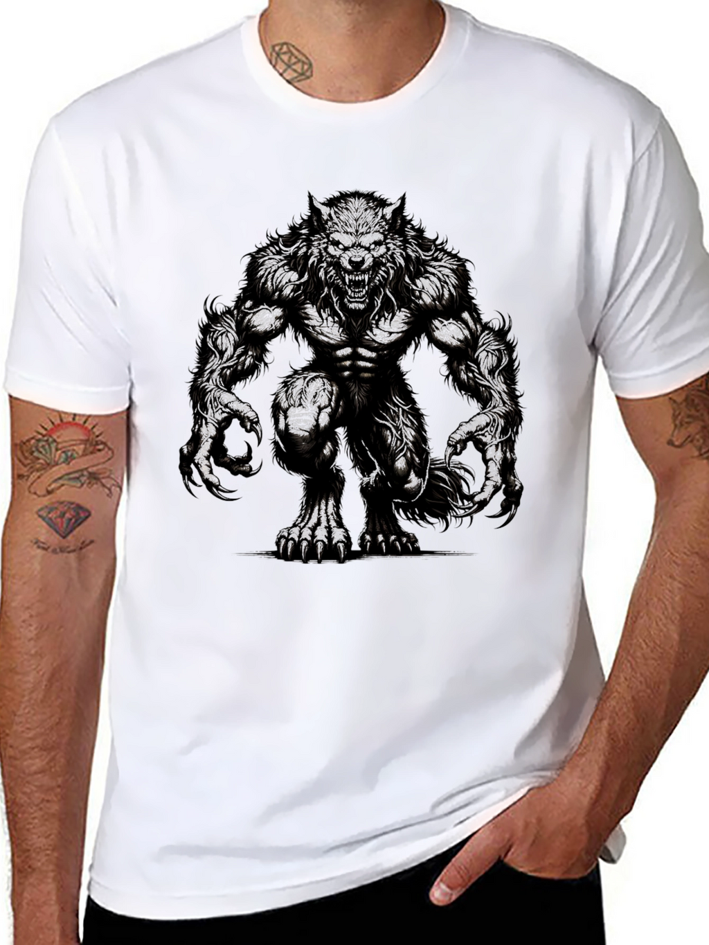Werewolf Graphic Tee - Black Cotton T-Shirt