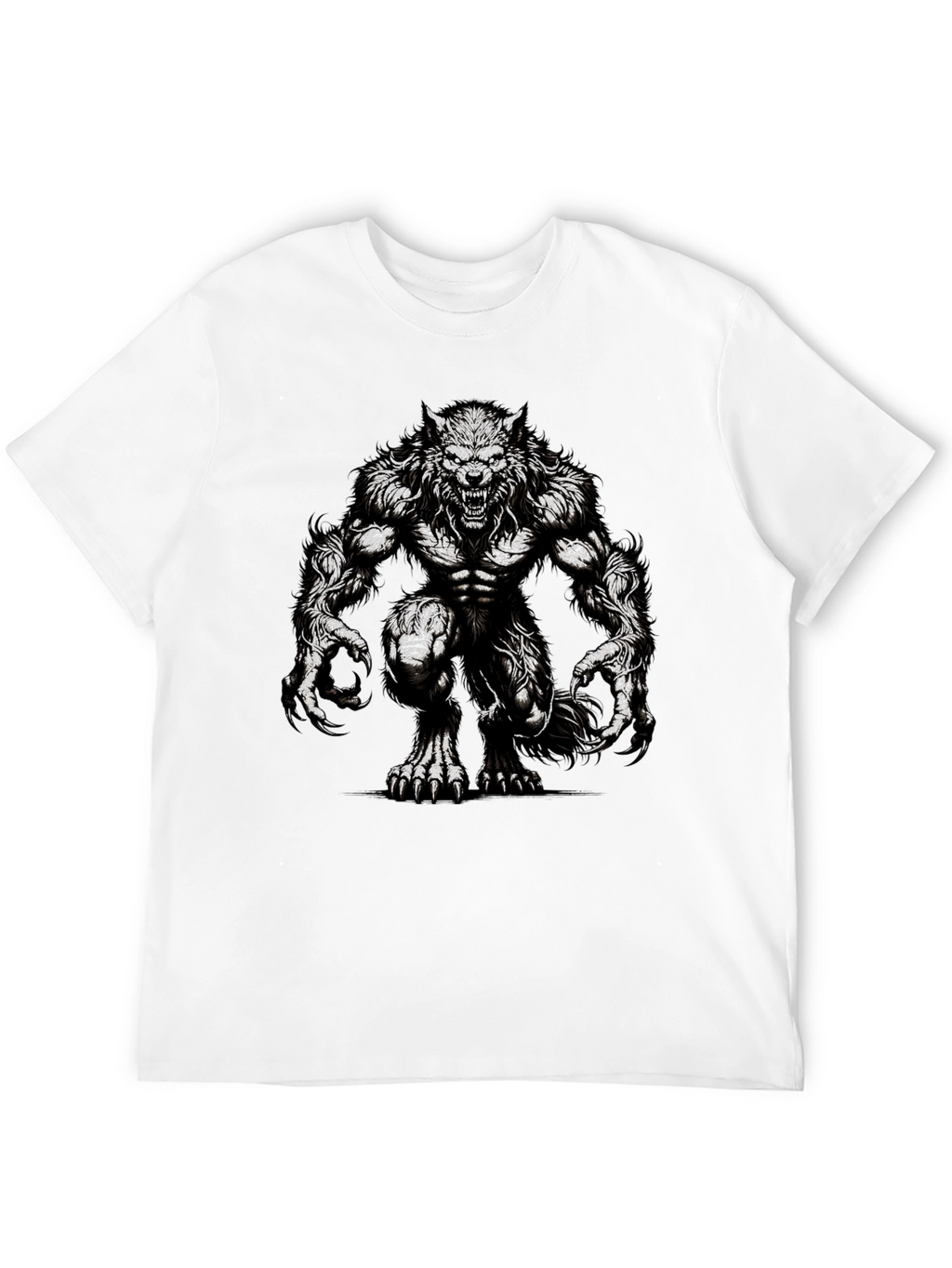 Werewolf Graphic Tee - Black Cotton T-Shirt