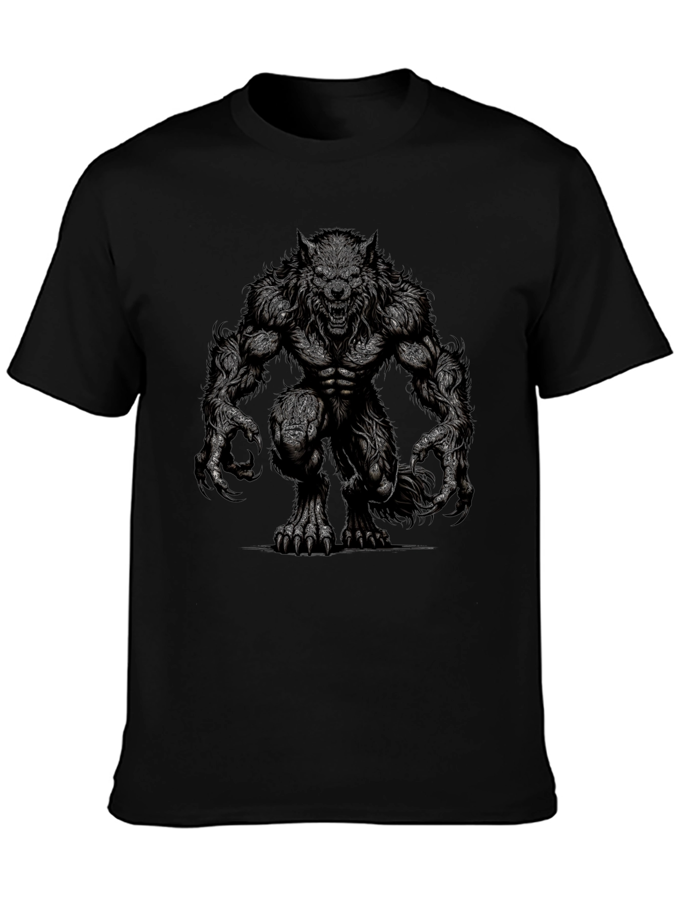 Werewolf Graphic Tee - Black Cotton T-Shirt