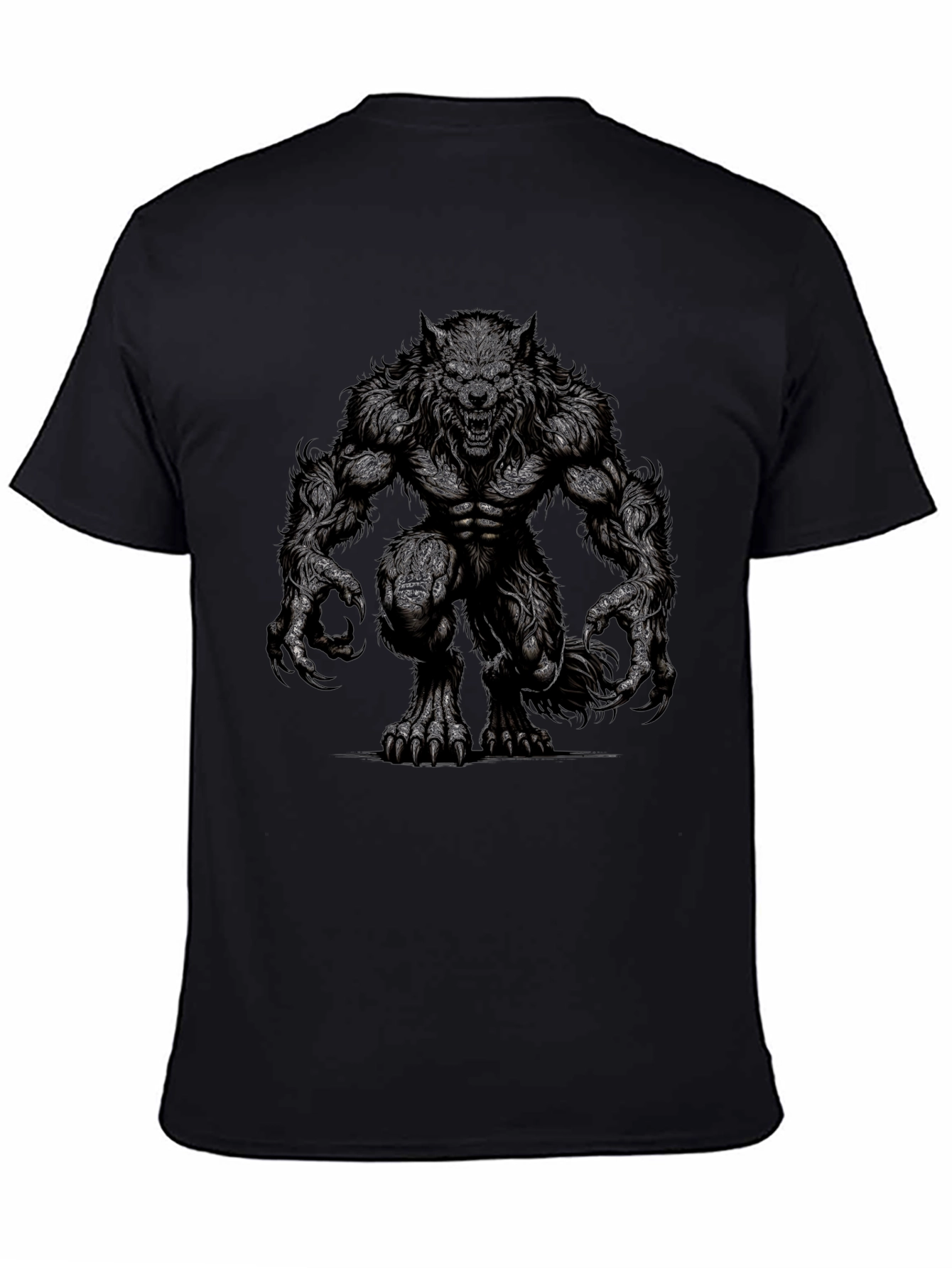 Werewolf Graphic Tee - Black Cotton T-Shirt