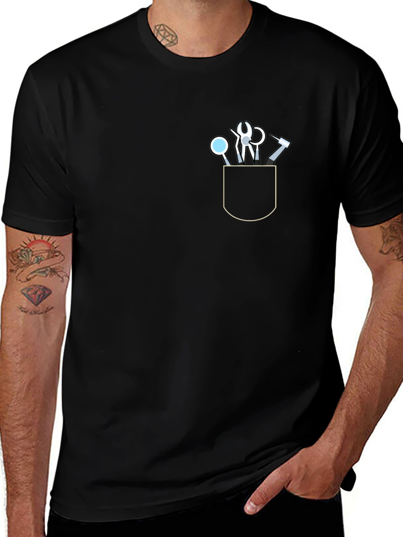 Dentist Tools Pocket Graphic T-Shirt - Novelty Tee