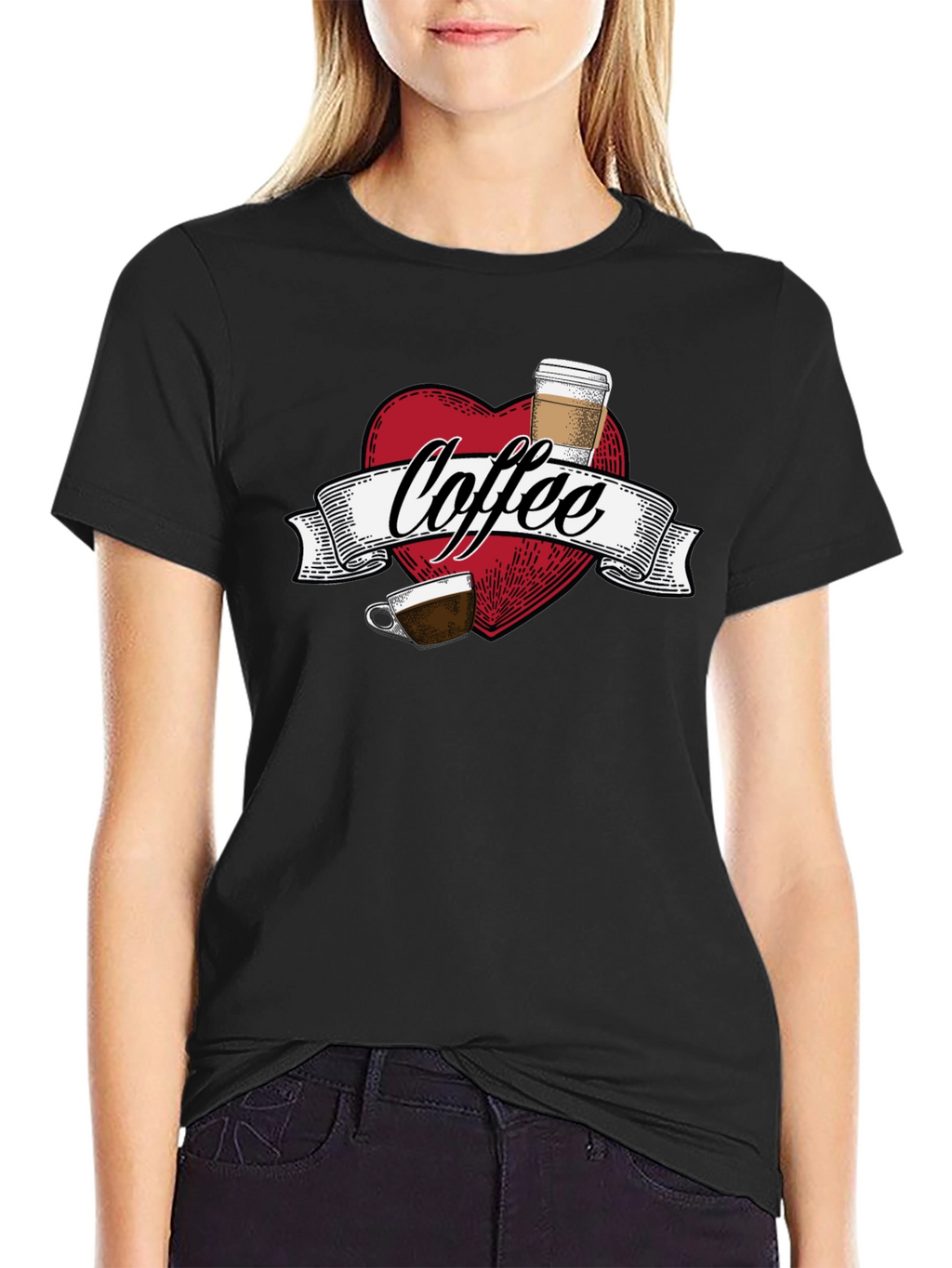 Coffee Lovers Graphic Tee - Heart Design