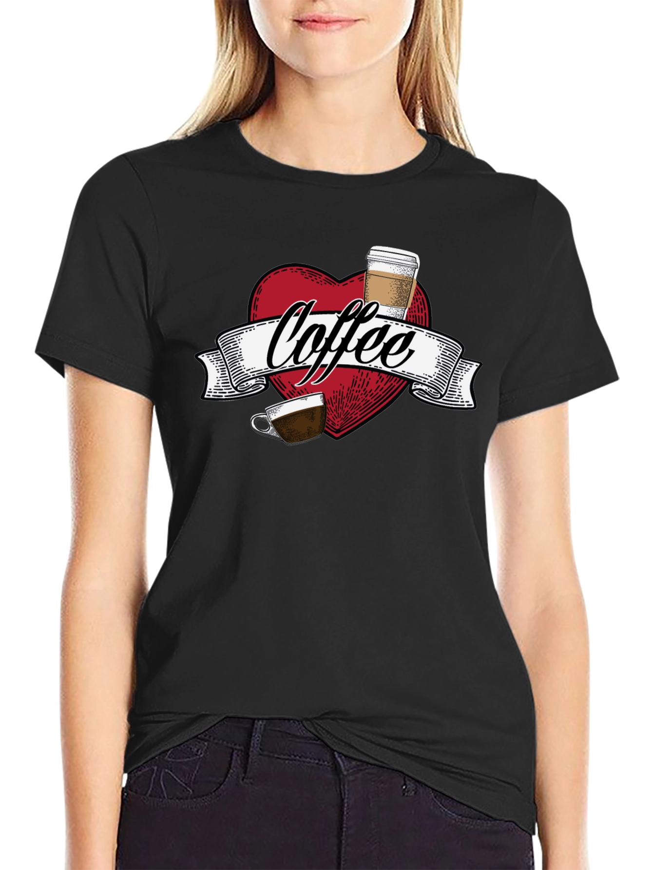 Coffee Lovers Graphic Tee - Heart Design