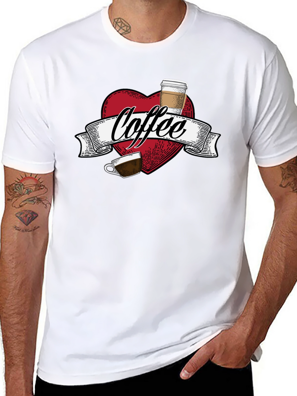 Coffee Lovers Graphic Tee - Heart Design