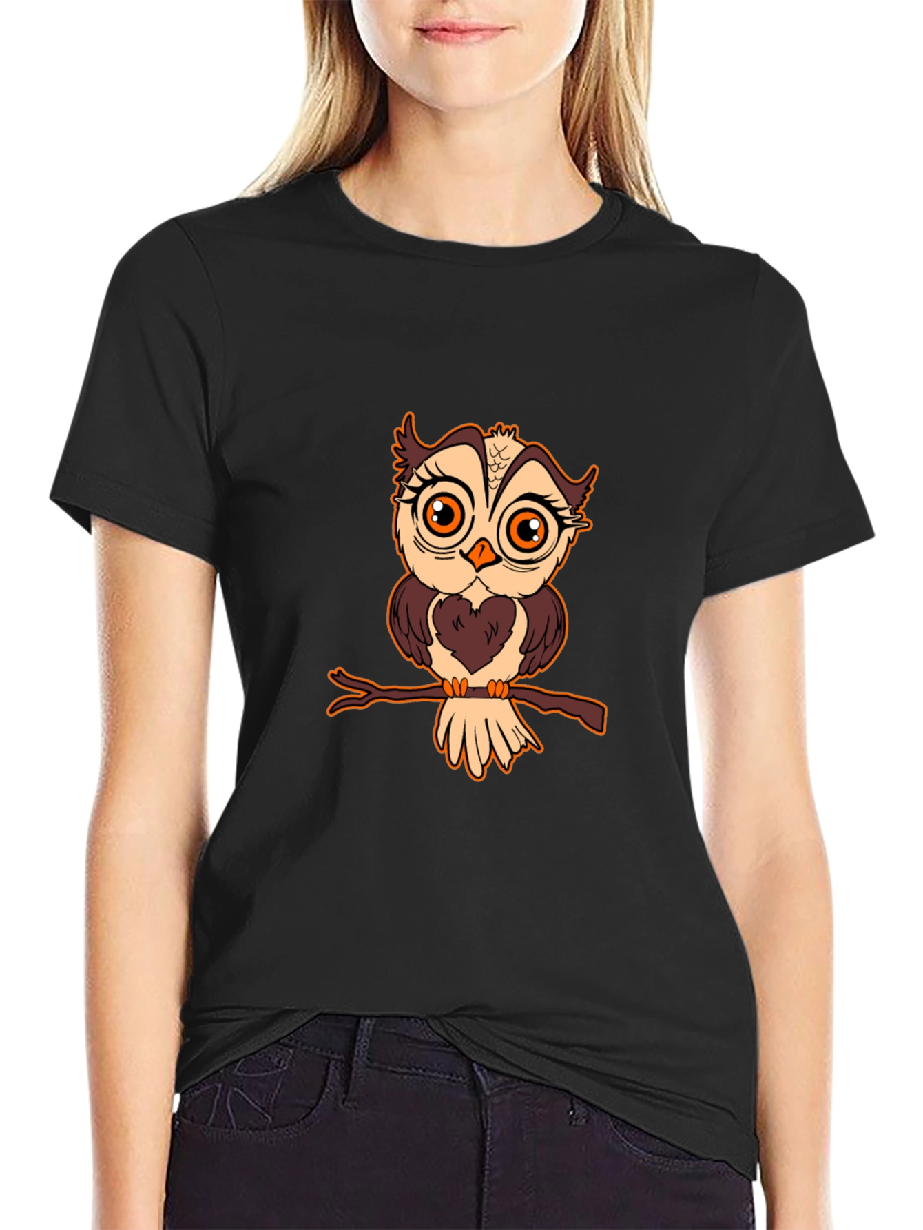 Owl Graphic Print Tee - Unisex Cotton Blend