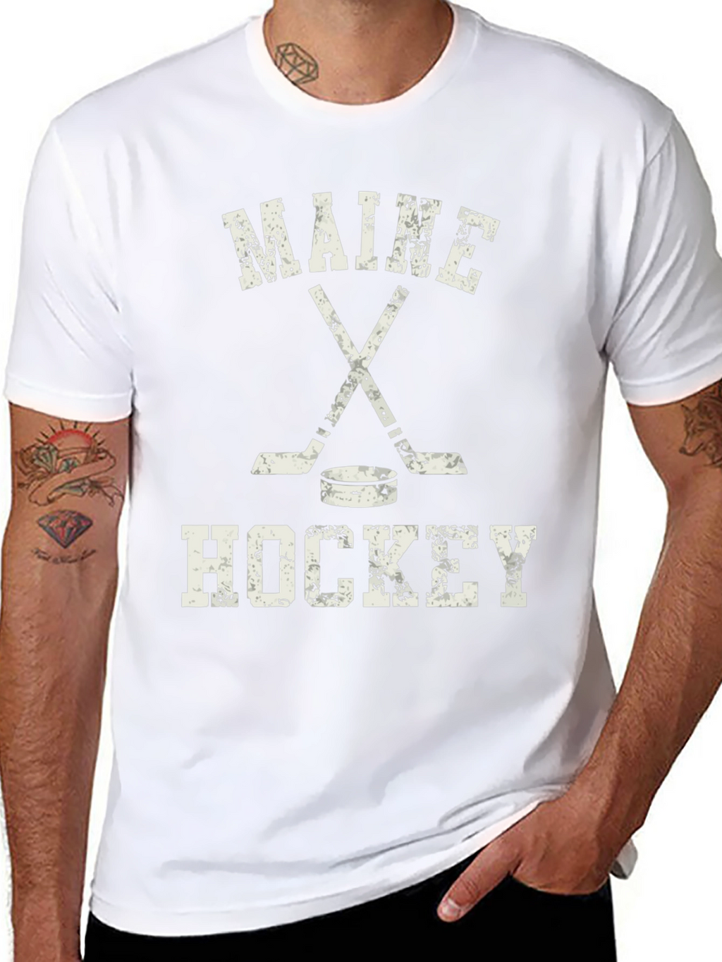 Maine Hockey T-Shirt - Distressed Graphic Tee