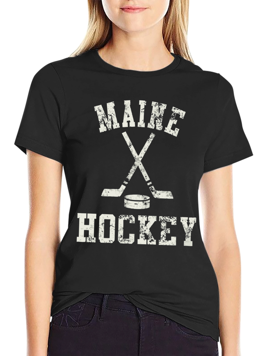 Maine Hockey T-Shirt - Distressed Graphic Tee