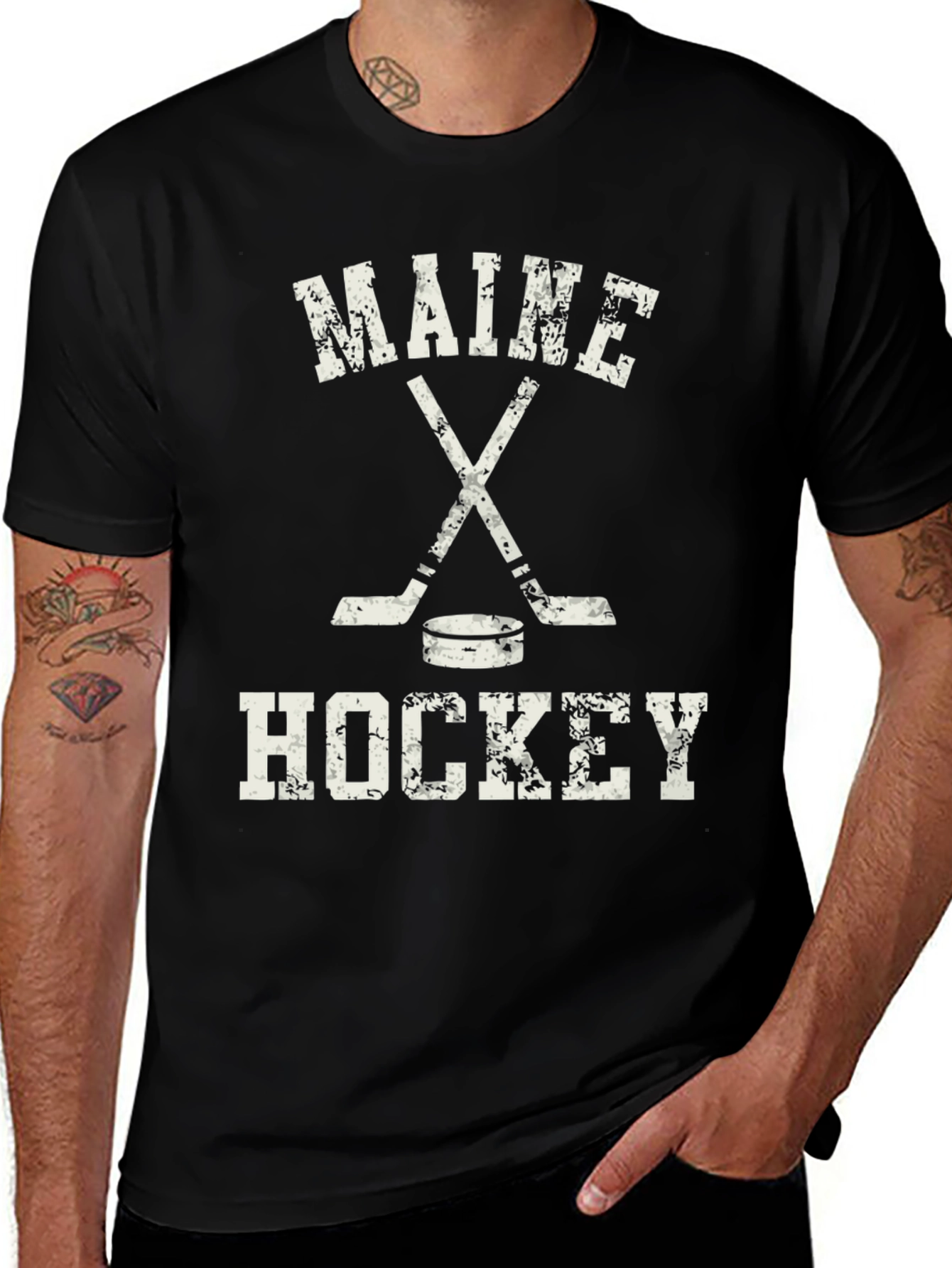 Maine Hockey T-Shirt - Distressed Graphic Tee