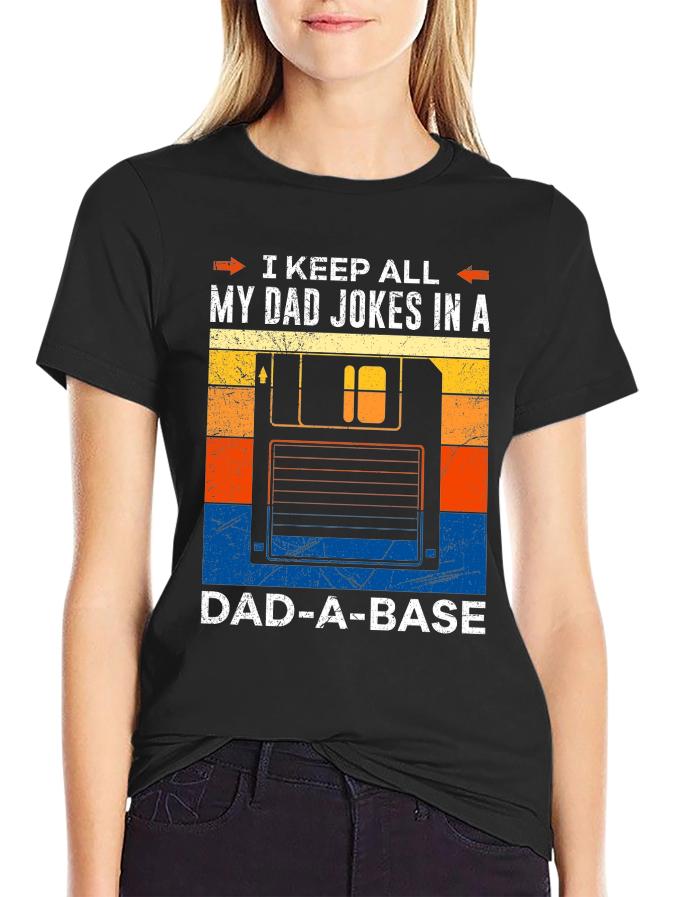 Dad Jokes T-Shirt - Dad-A-Base Floppy Disk Pun Tee