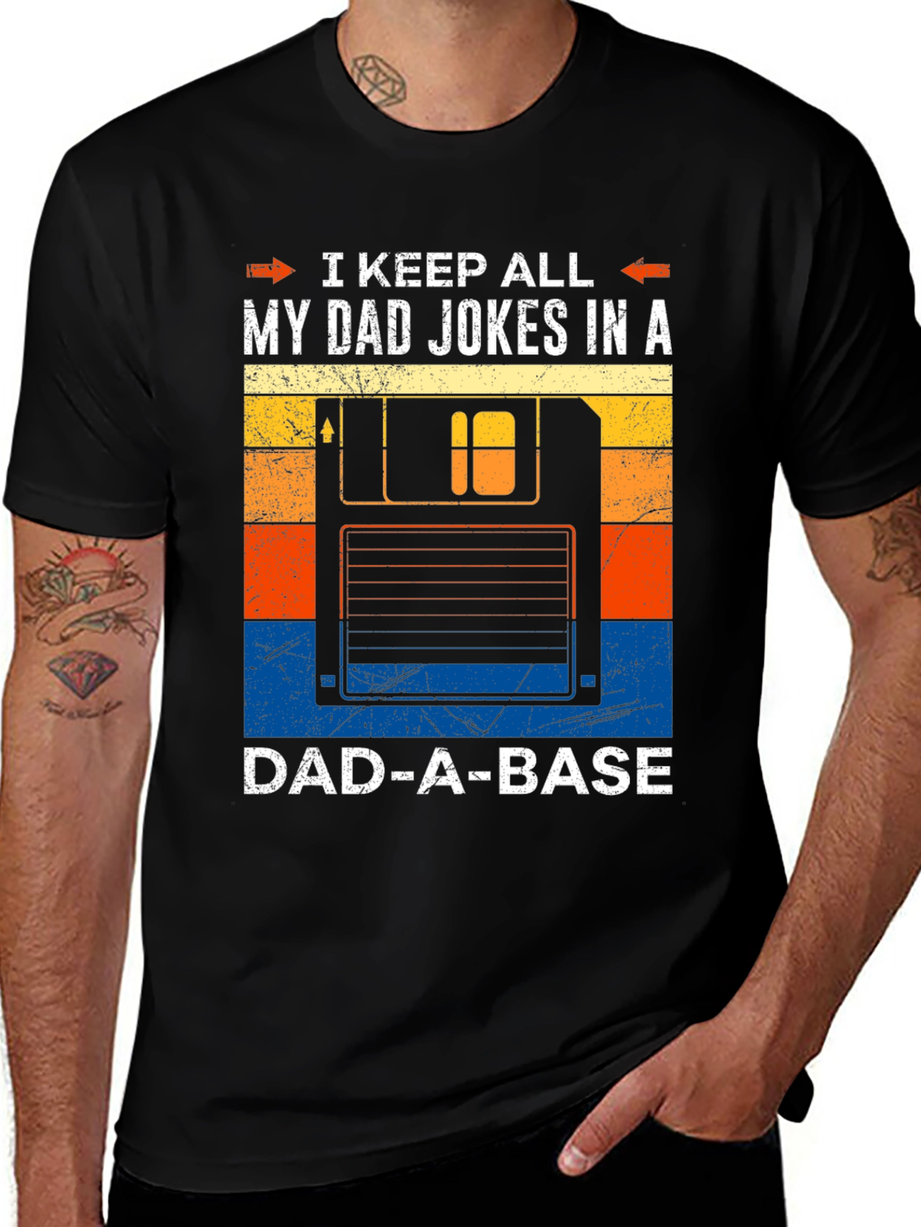 Dad Jokes T-Shirt - Dad-A-Base Floppy Disk Pun Tee