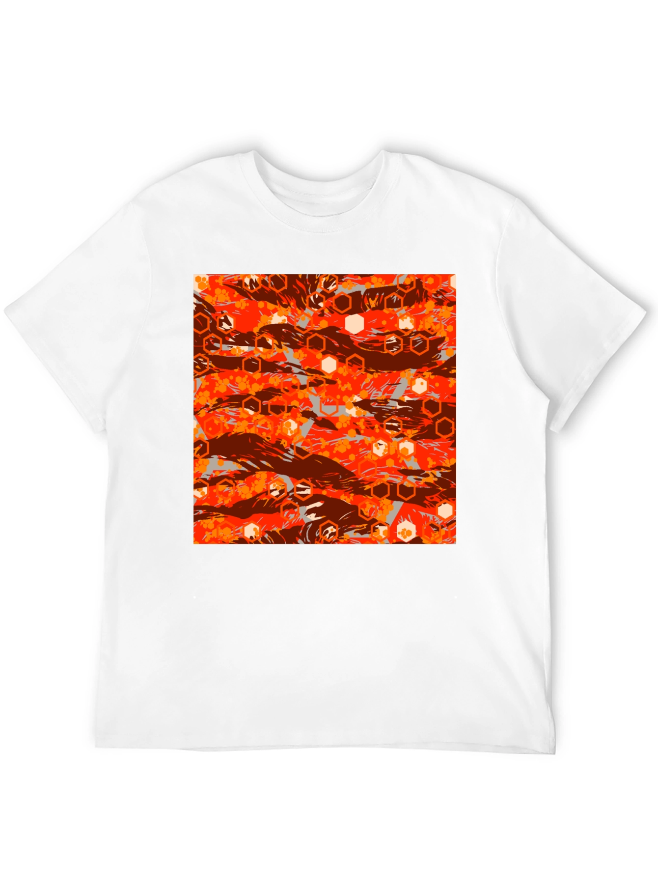 Abstract Hexagon Print Mens Black T-Shirt