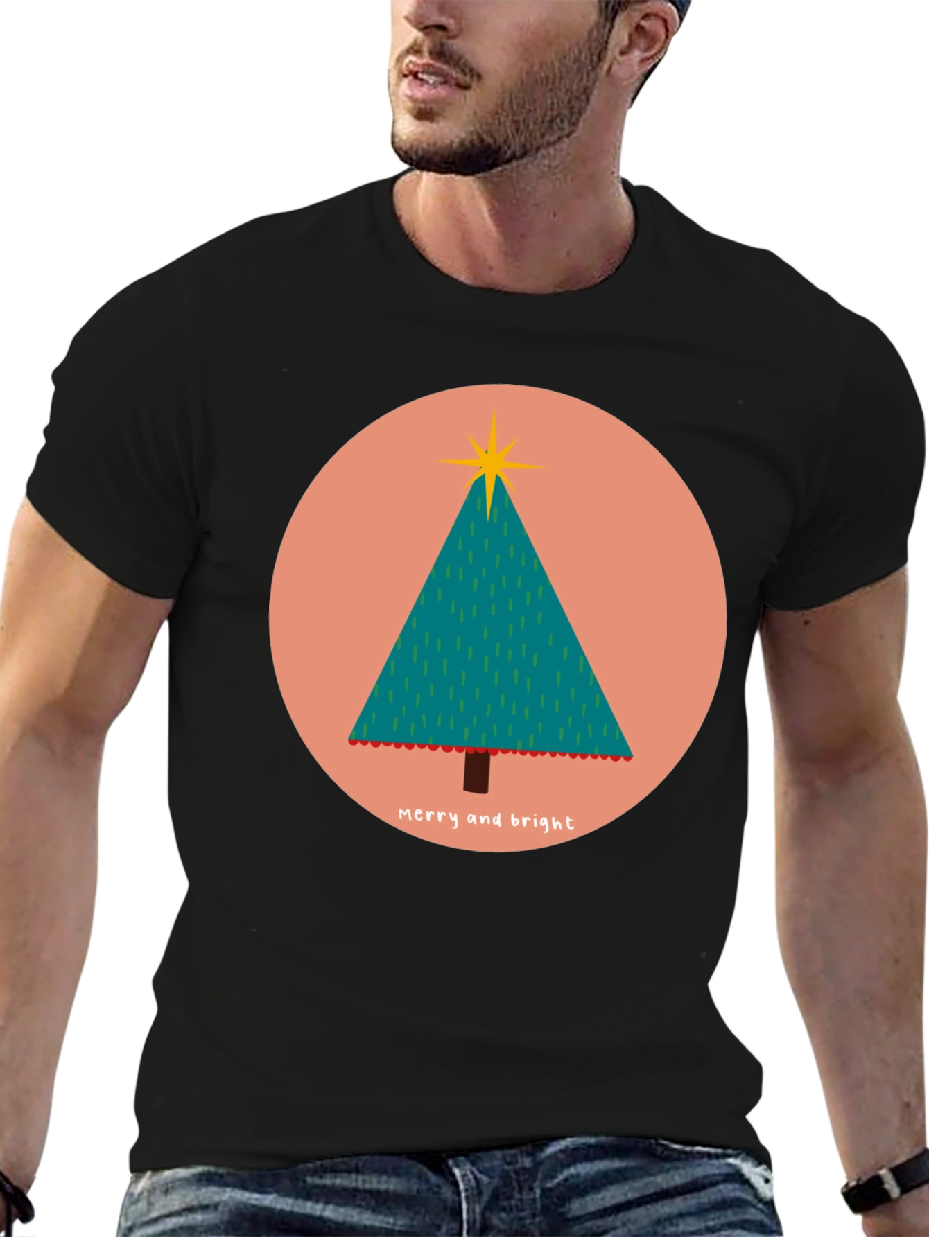 Merry & Bright Christmas Tree Graphic Tee