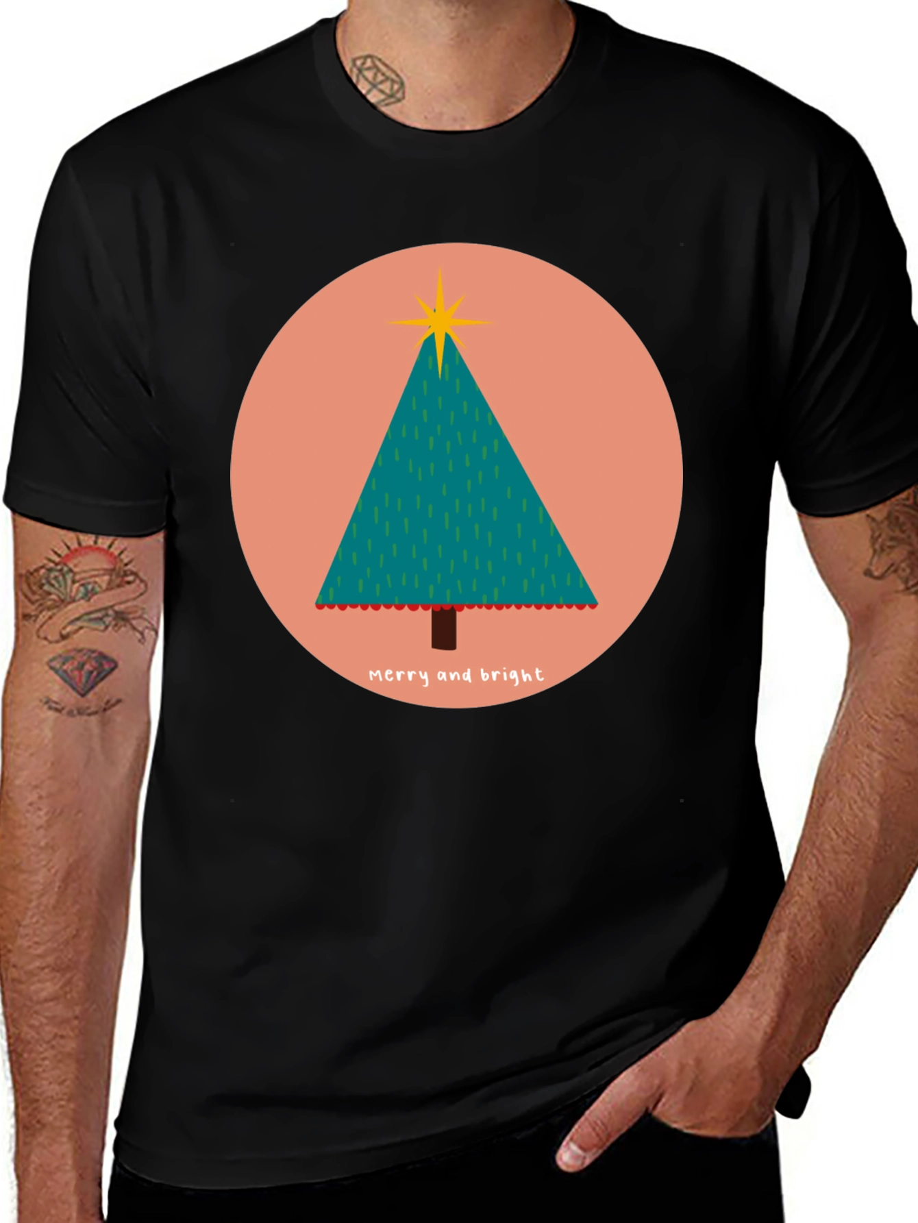 Merry & Bright Christmas Tree Graphic Tee