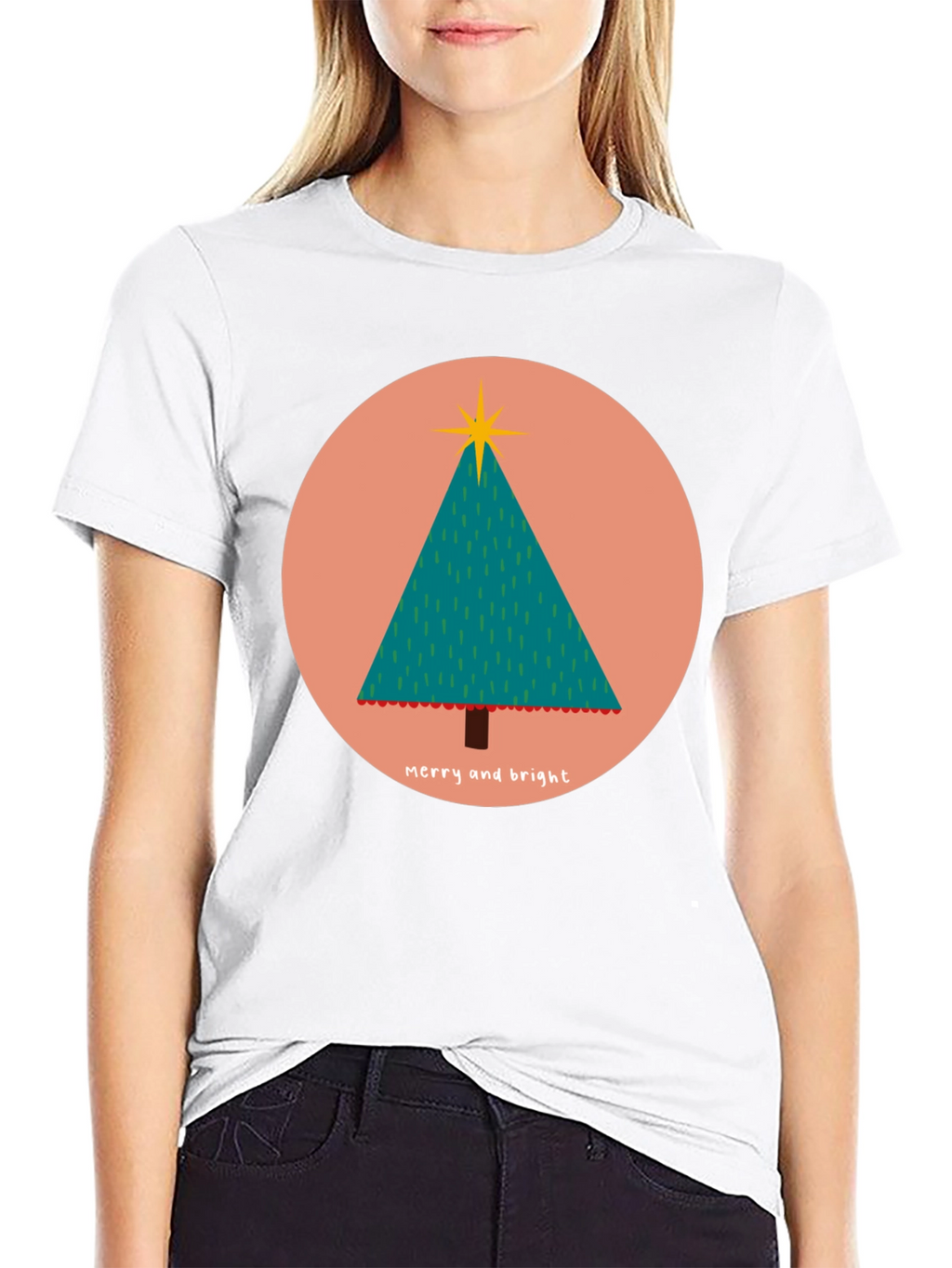 Merry & Bright Christmas Tree Graphic Tee