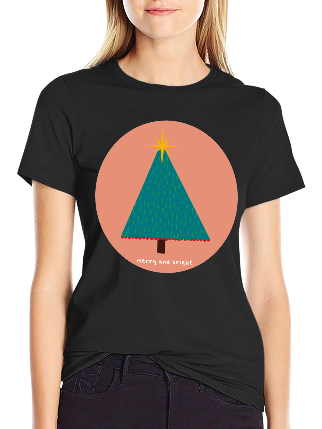 Merry & Bright Christmas Tree Graphic Tee