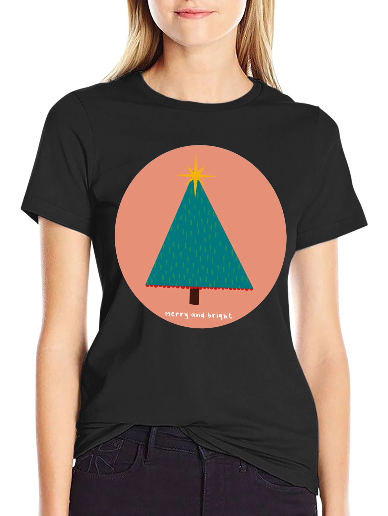 Merry & Bright Christmas Tree Graphic Tee