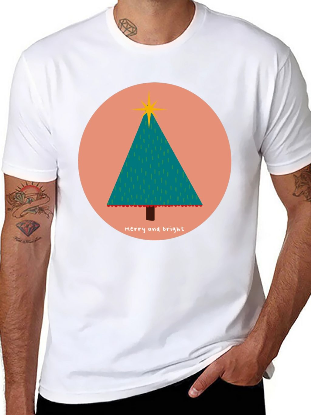 Merry & Bright Christmas Tree Graphic Tee