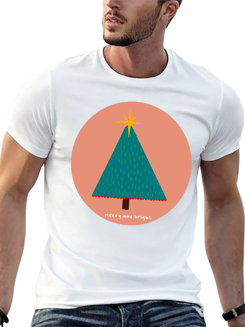 Merry & Bright Christmas Tree Graphic Tee