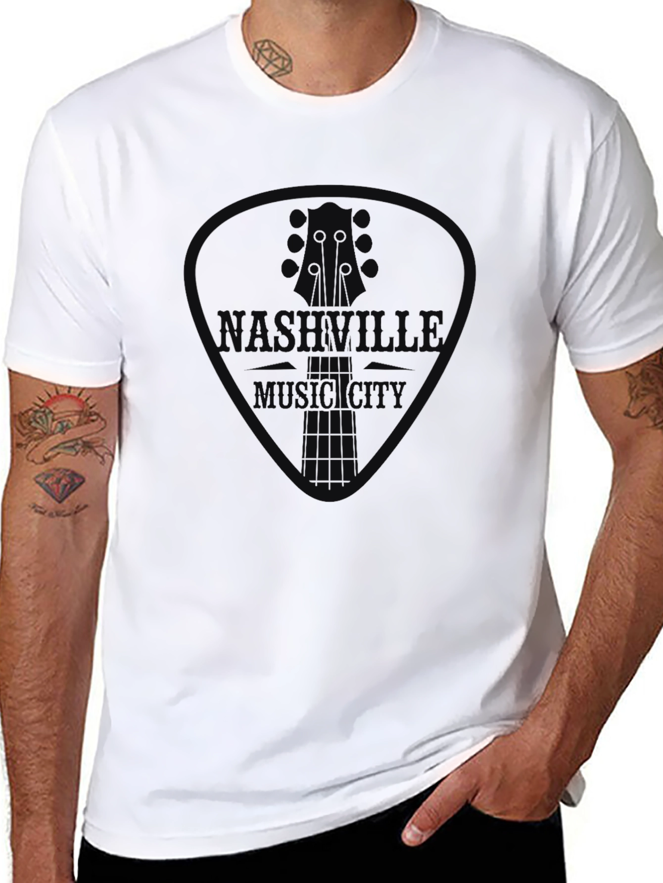 Nashville Music City Guitar Pick Graphic Tee