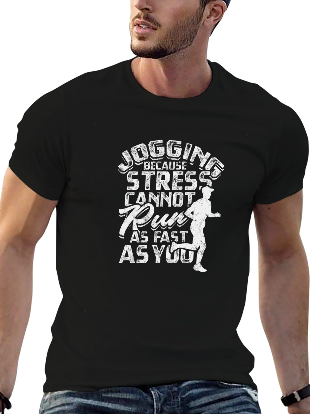 Jogging Because Stress Cannot Run Funny T-Shirt
