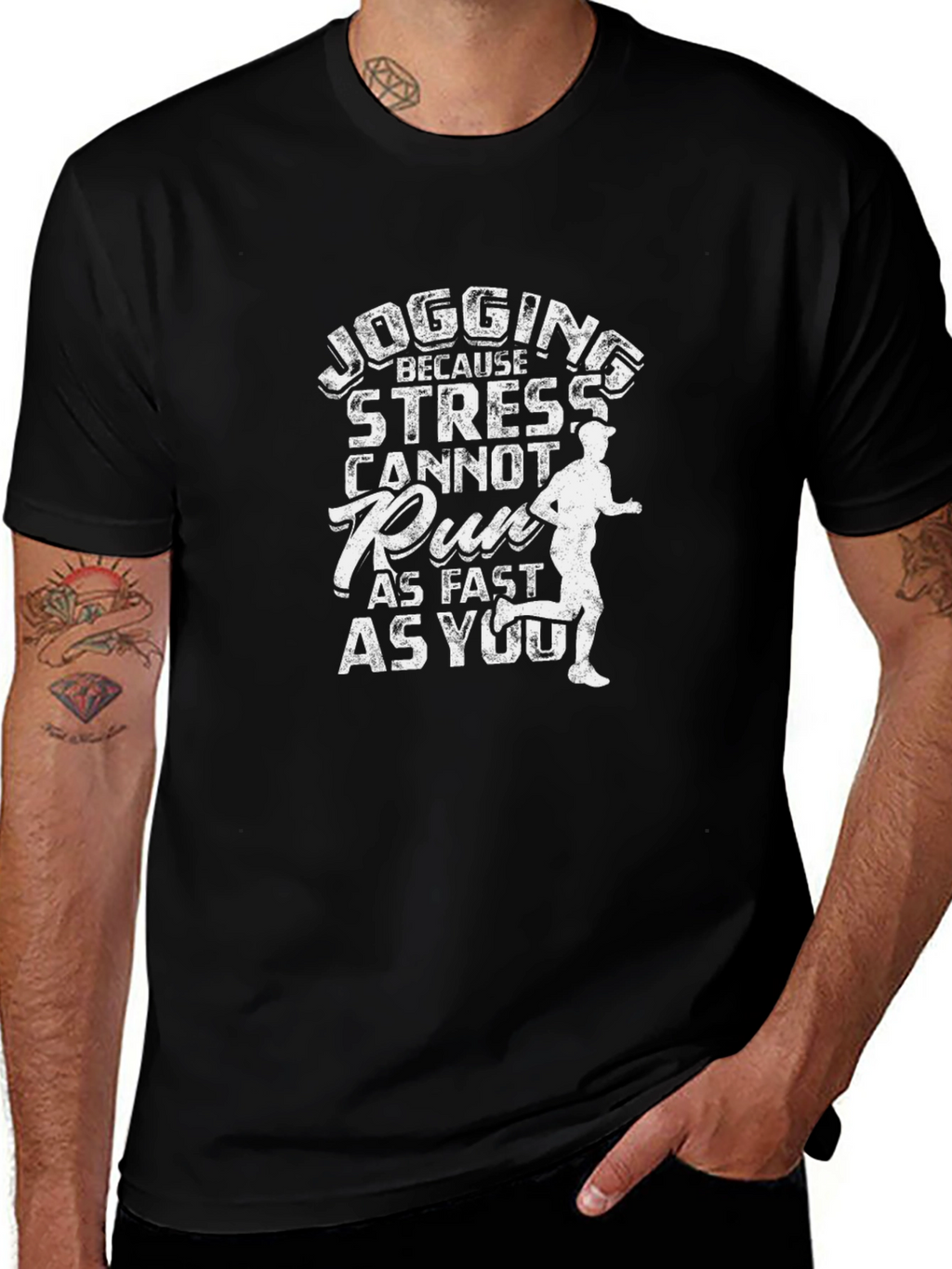 Jogging Because Stress Cannot Run Funny T-Shirt