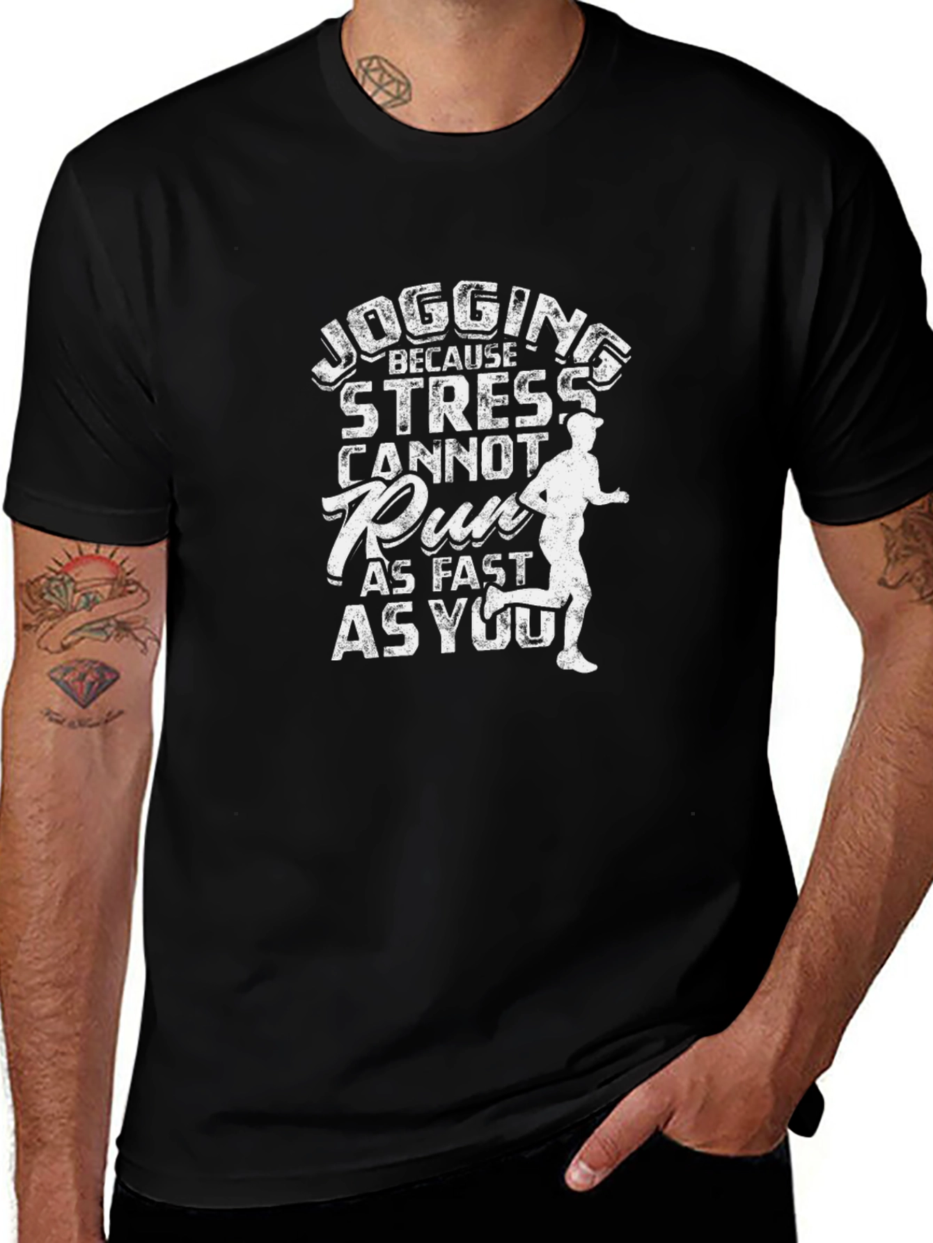 Jogging Because Stress Cannot Run Funny T-Shirt