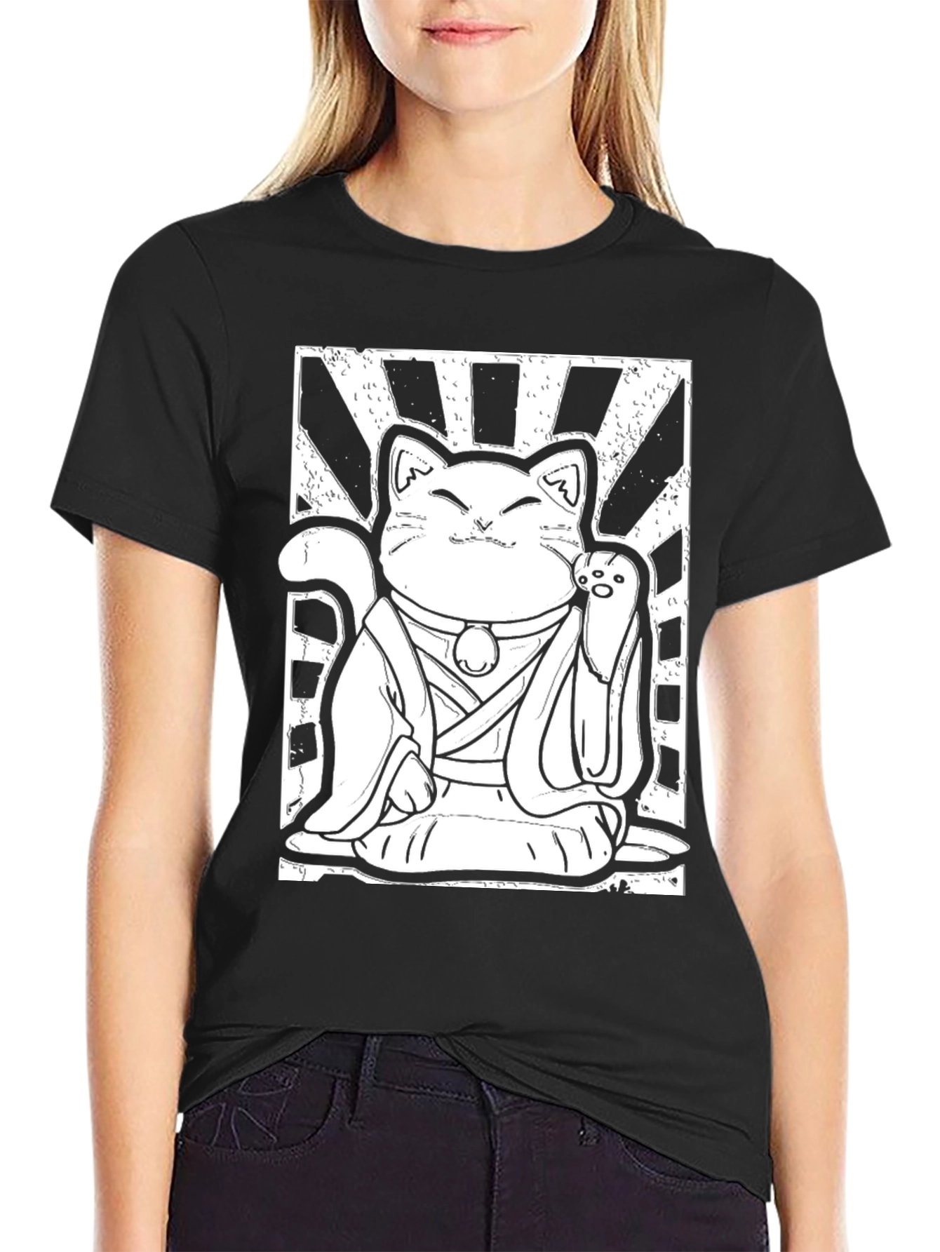 Lucky Cat Graphic Tee - Good Fortune Vibes