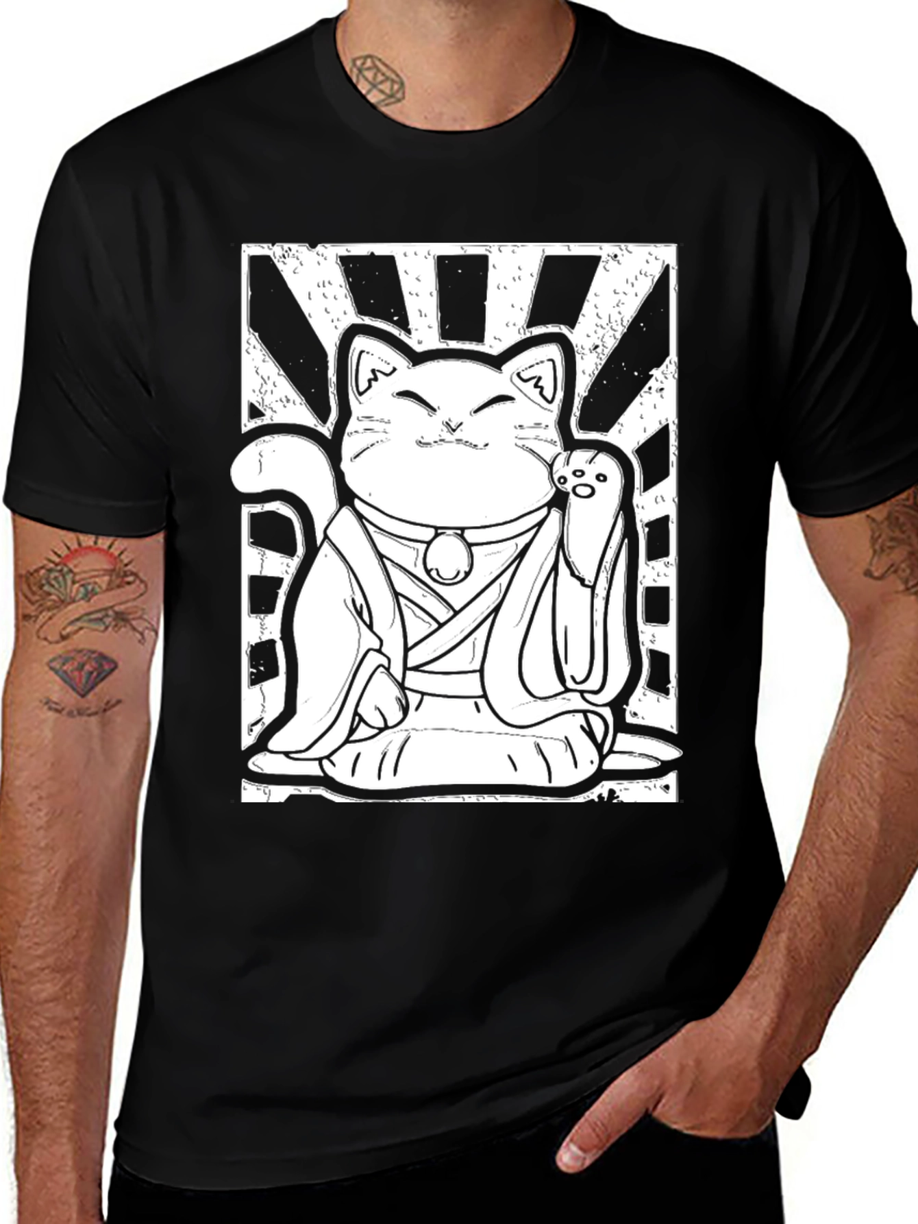 Lucky Cat Graphic Tee - Good Fortune Vibes