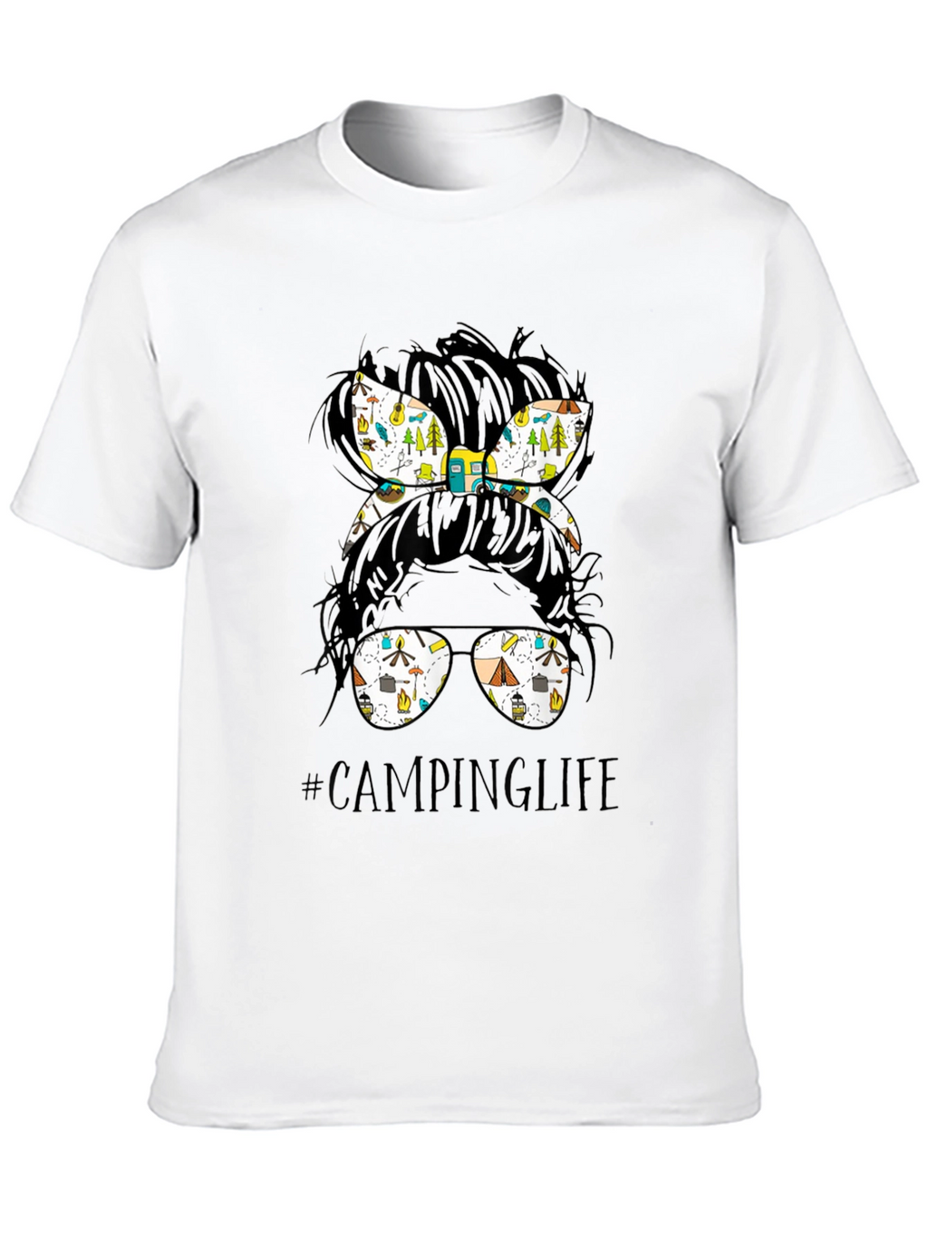 Camping Life Messy Bun T-Shirt