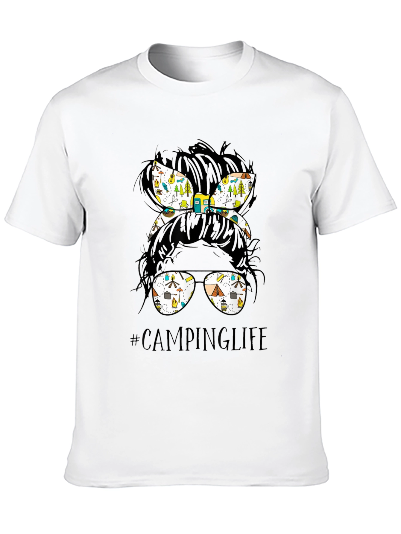 Camping Life Messy Bun T-Shirt