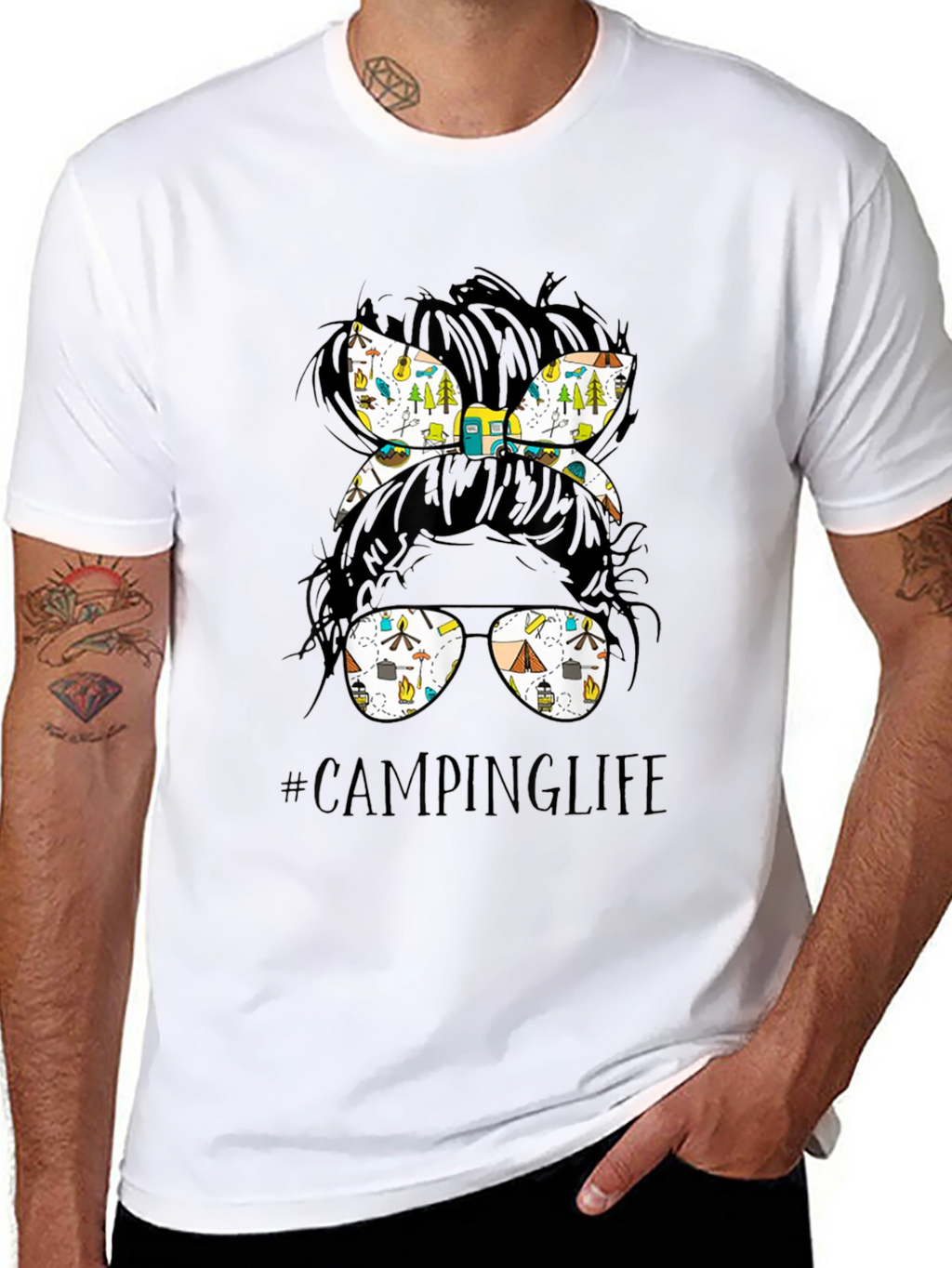 Camping Life Messy Bun T-Shirt