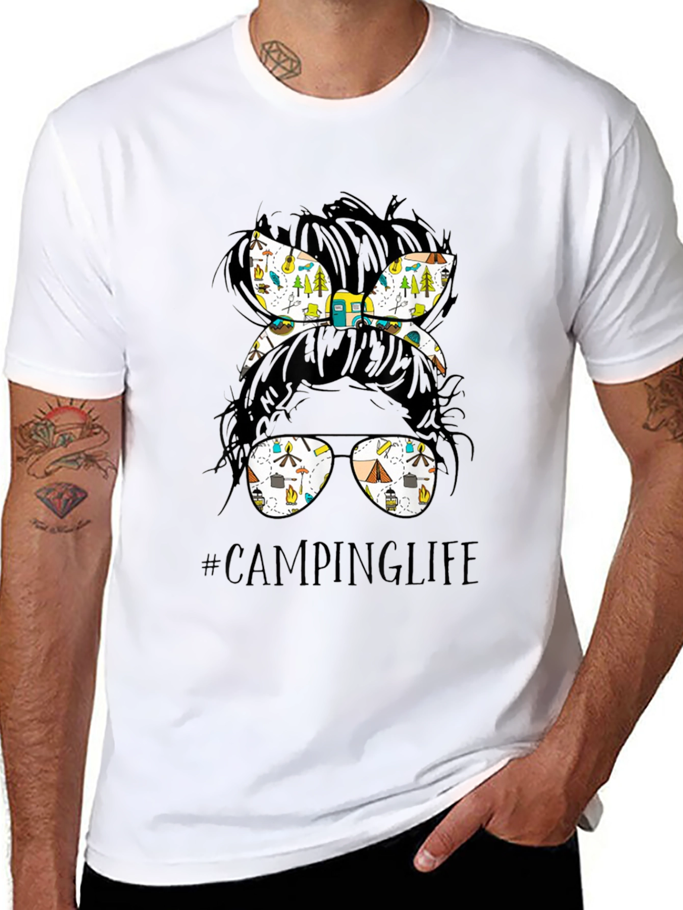 Camping Life Messy Bun T-Shirt